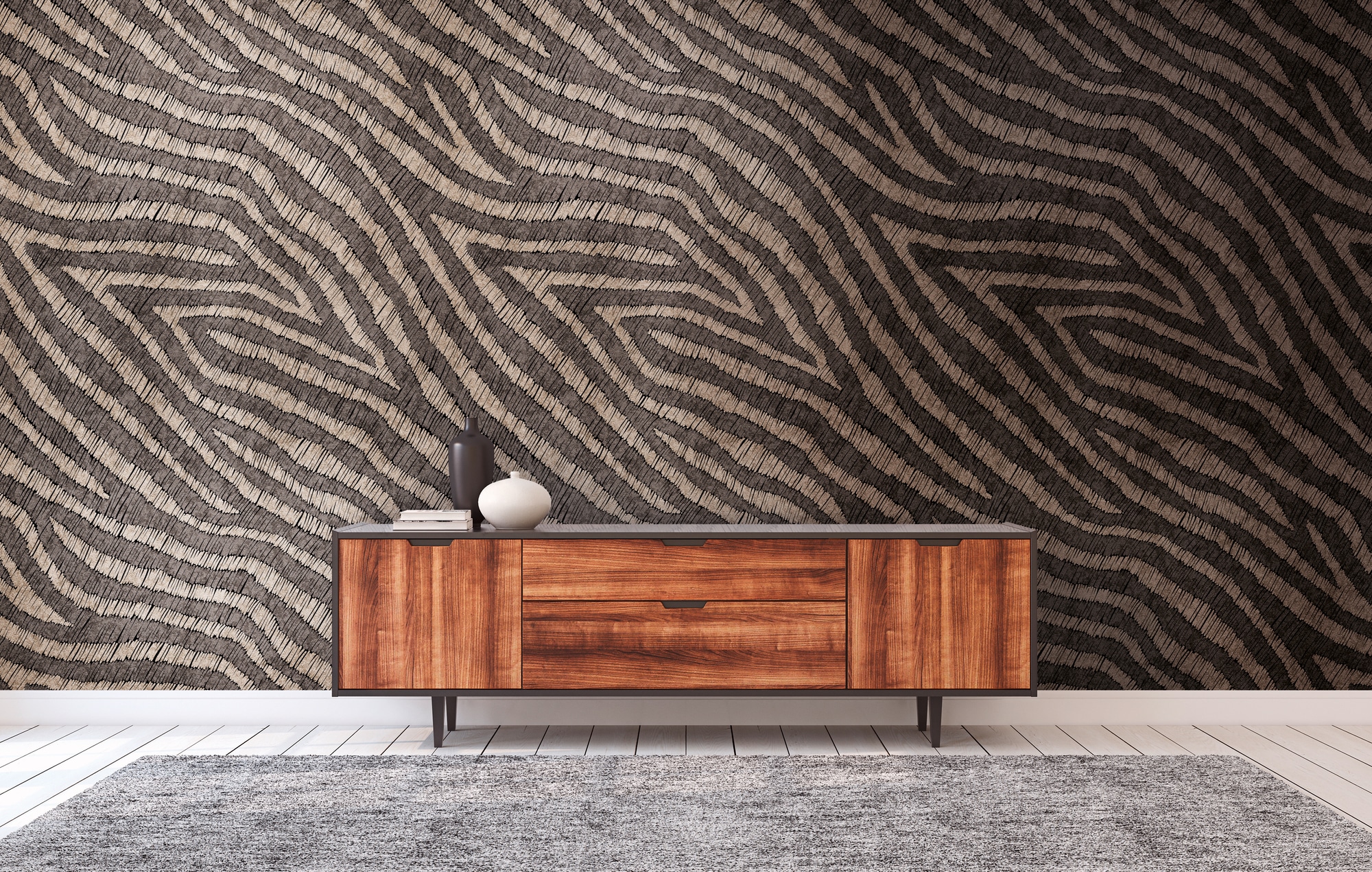 living walls "Zebramuster Fototapete" gemustert matt neutral glatt Tierfelloptik Animalprint Tiertapete Tapeten Wohnzimmer Schlafzimmer