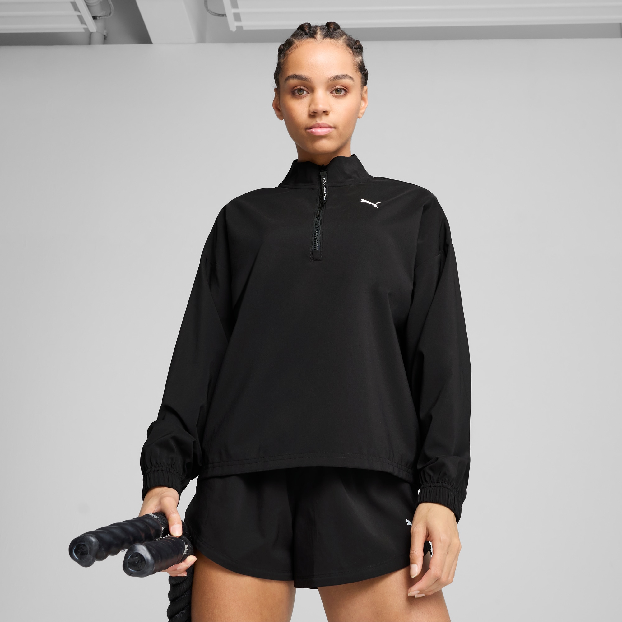 PUMA Trainingsjacke "W STRONG WOVEN JACKET" ohne Kapuze für Fitness-Workout günstig online kaufen