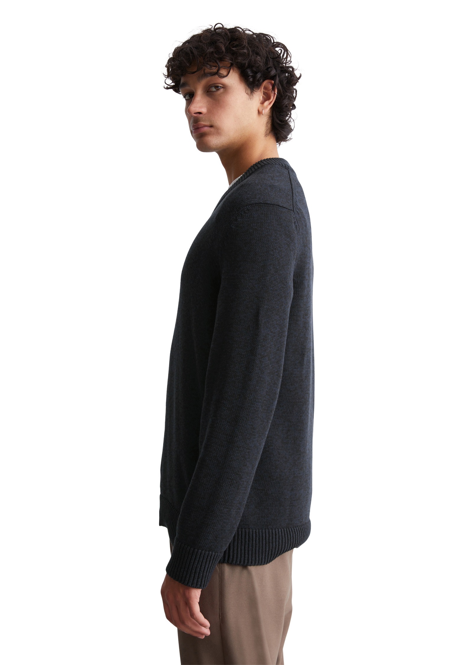 Marc O'Polo DENIM V-Ausschnitt-Pullover »aus zweifarbigem Bio-Baumwoll-Garn«