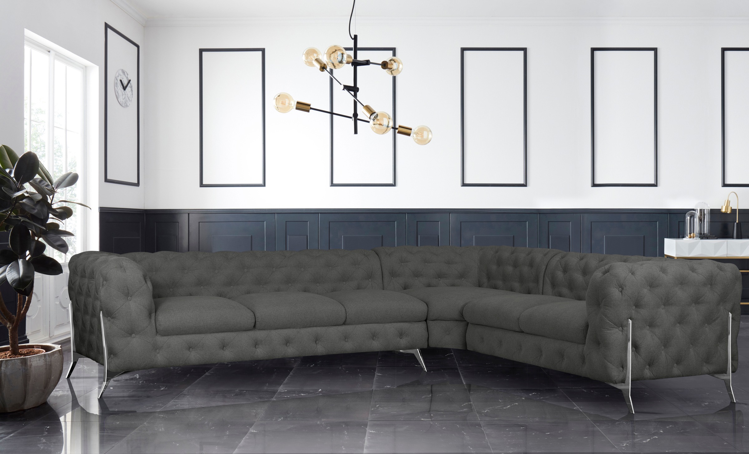 Home affaire Chesterfield-Sofa "Amaury L-Form" großes Ecksofa, Chesterfield günstig online kaufen