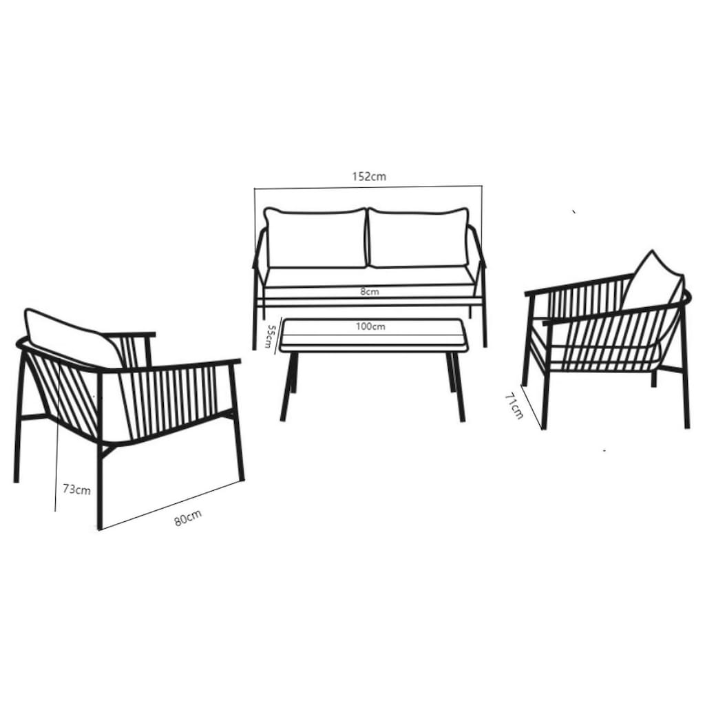 Destiny Gartenlounge-Set »VERONA«, (Set, 11 tlg.), 1 Sofa, 2 Sessel, 1 Tisch, Tischplatte aus Glaskeramik, anthrazit