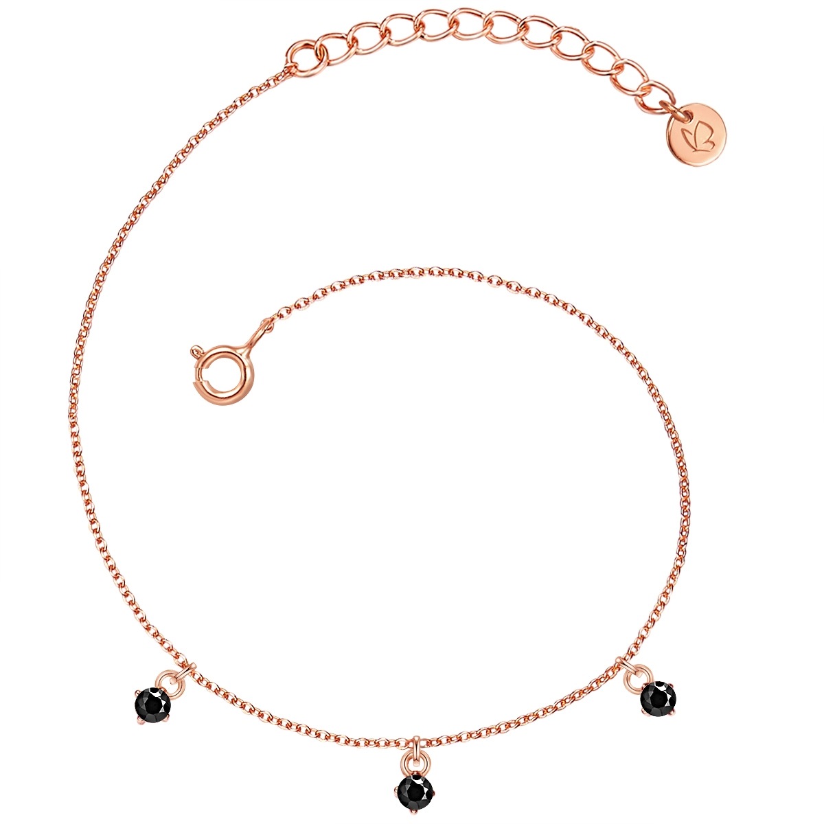 Damen Gliederarmband "GSM2021", Materialmixroségold, schwarz, GLANZSTÜCKE MÜNCHEN, Materialmix, Armbänder, Motiv Herz