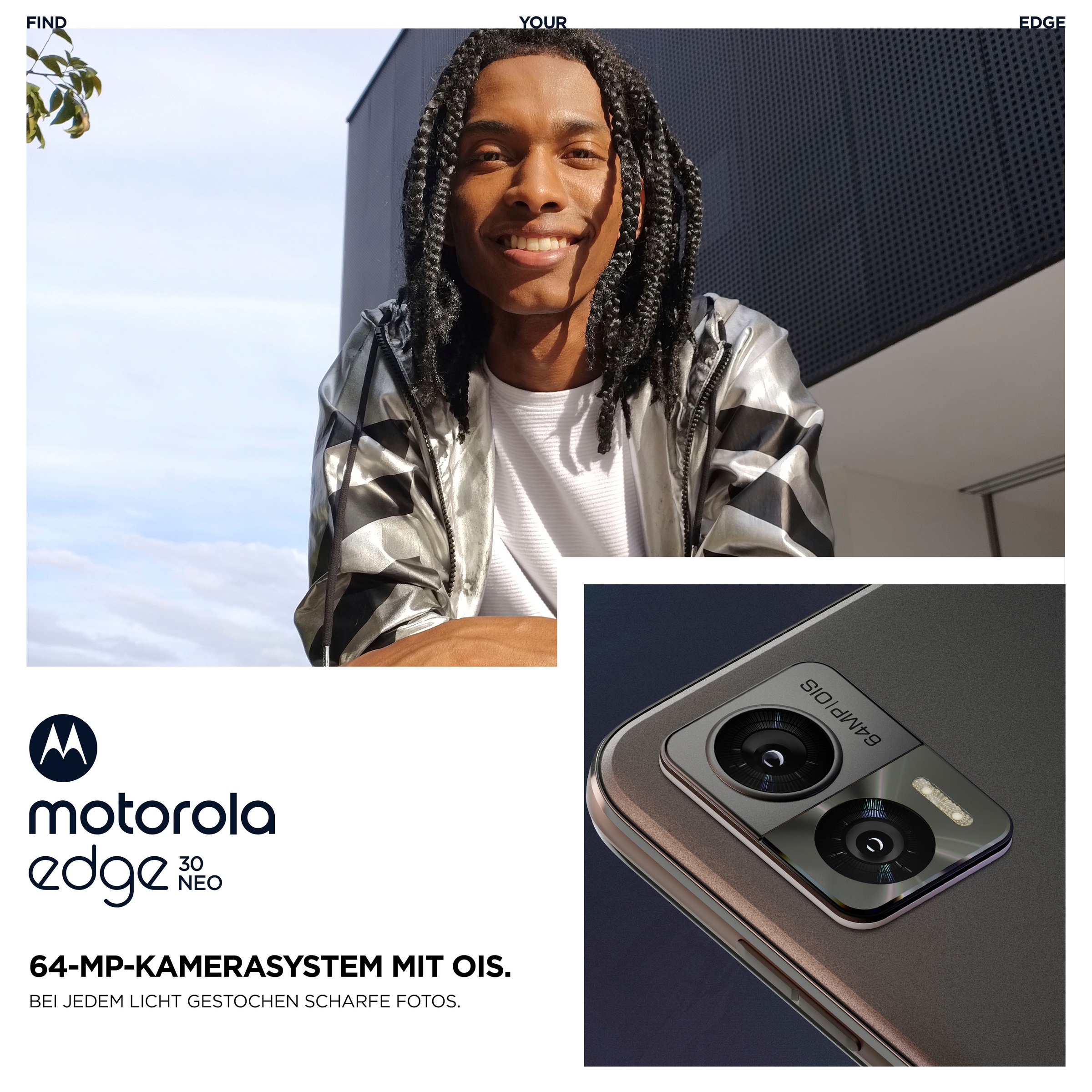 Motorola Smartphone cm/6,3 256 64 Speicherplatz, 30 GB«, Neo 16 | MP »Edge Kamera Zoll, schwarz, BAUR 256 GB