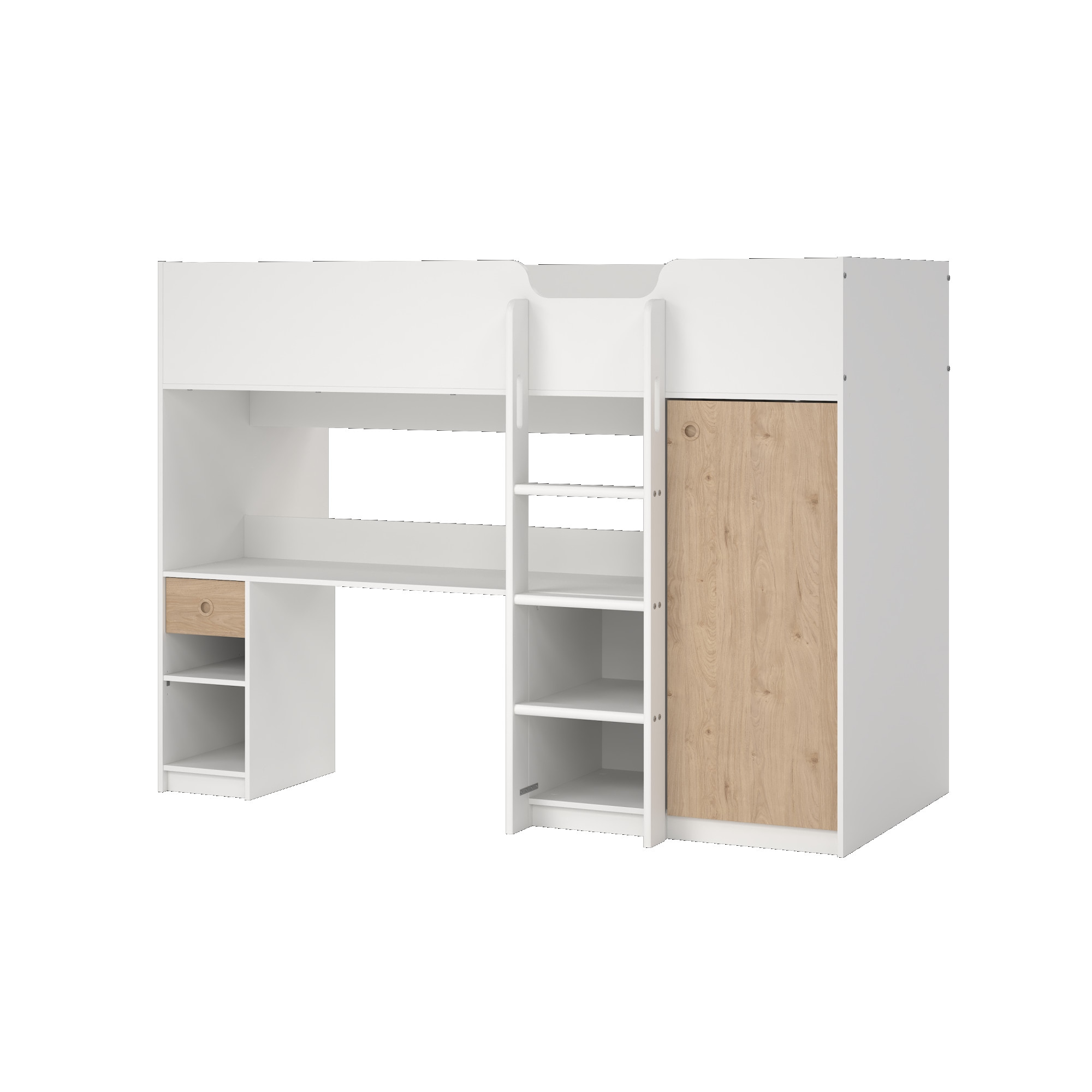 Home affaire Etagenbett "Hochbett mit viel Stauraum und Schrank" Hohes Kinderbett mit integriertem Kleiderschrank