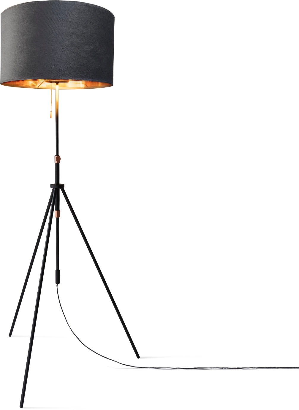 Paco Home bis Velour kaufen Stehlampe Höhenverstellbar günstig BAUR cm 176,5 Wohnzimmer Zugschalter »Naomi Color«, uni | 121,5