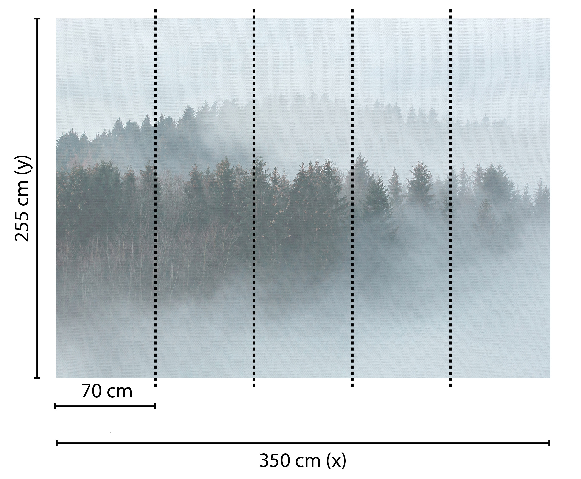 living walls Fototapete »Designwalls Misty Forest« glatt Vlies, Wand, Schräge, Decke