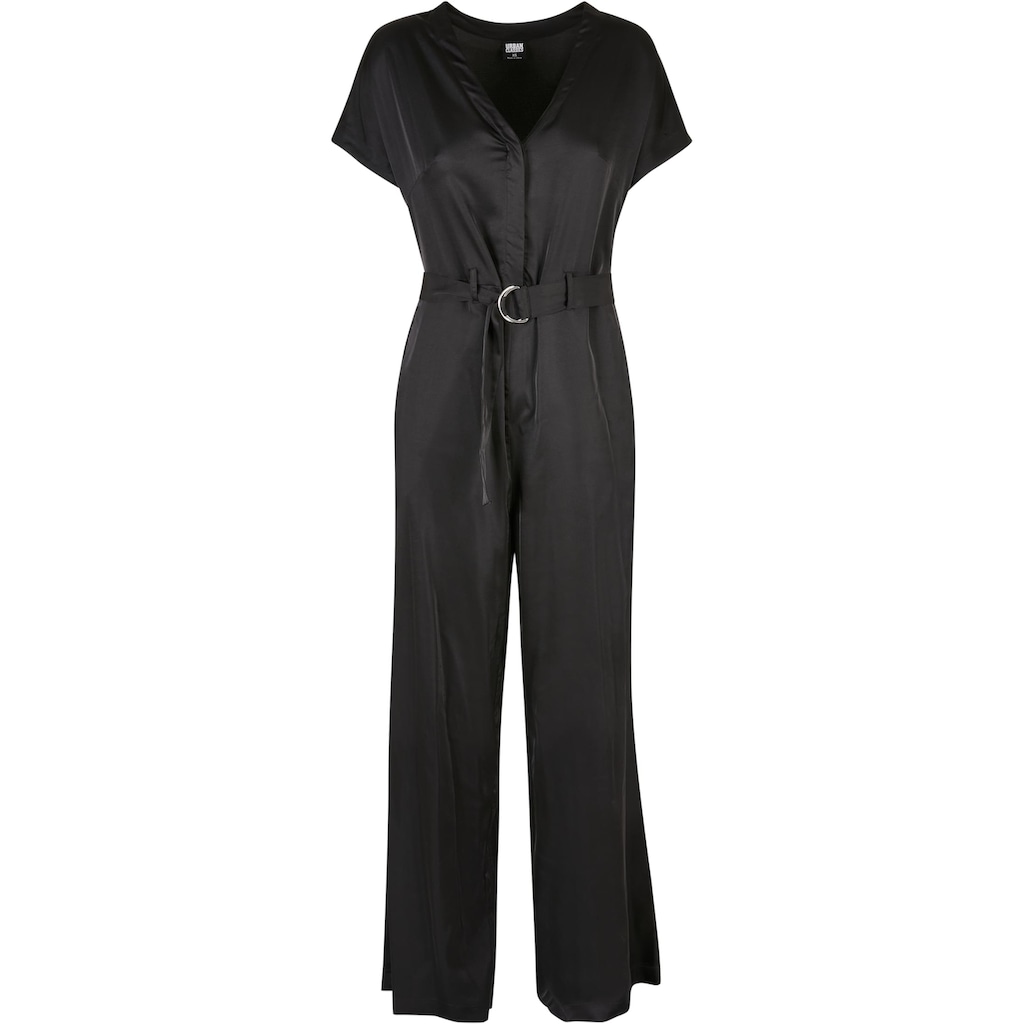 URBAN CLASSICS Jumpsuit »Urban Classics Damen Ladies Satin Wide Leg Belt Jumpsuit«, (1 tlg.)