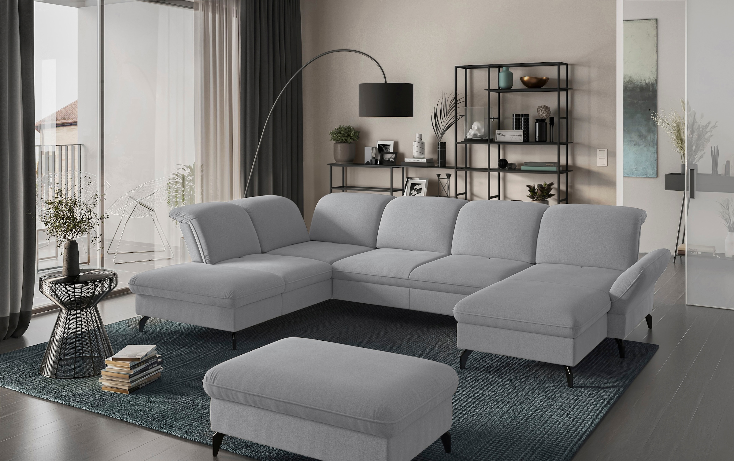 sit&more Wohnlandschaft »Leandro U-Form«, Wahlweise mit Bett-, Kopfteil - und Armlehnfunktion, sowie Bettkasten