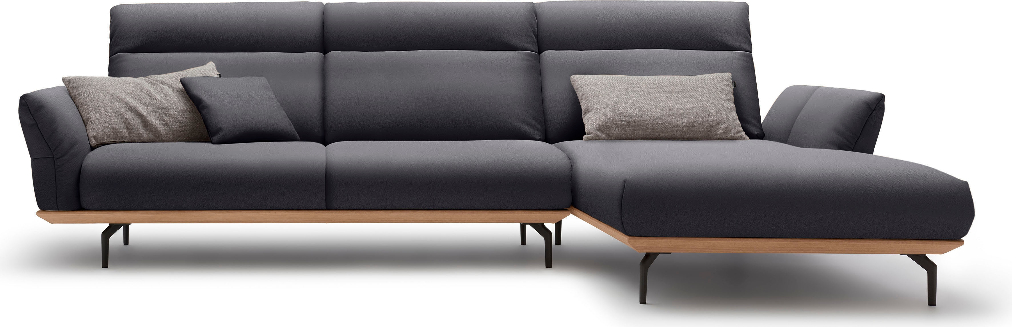 Creation BY ROLF BENZ Ecksofa "CR.460 Design-Sofa, verstellbare Rückenlehne, L-Form" Sockel in Eiche, Winkelfüße in Umbragrau, Breite 318 cm