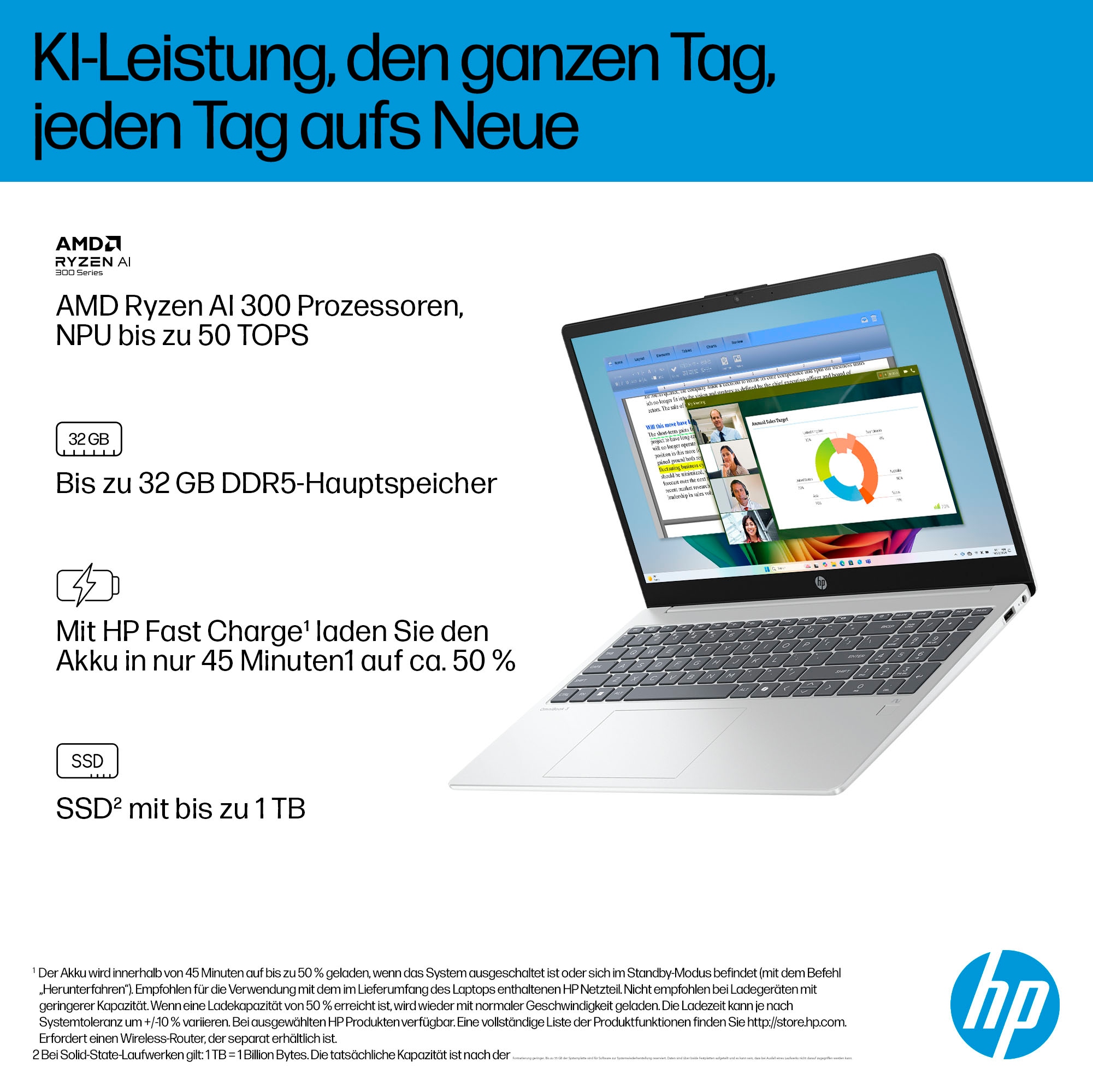 HP Notebook »OmniBook 3 NG AI« 39,62 cm / 15,6 ″ AMD Ryzen™ AI 7 Radeon 860M 512 GB SSD