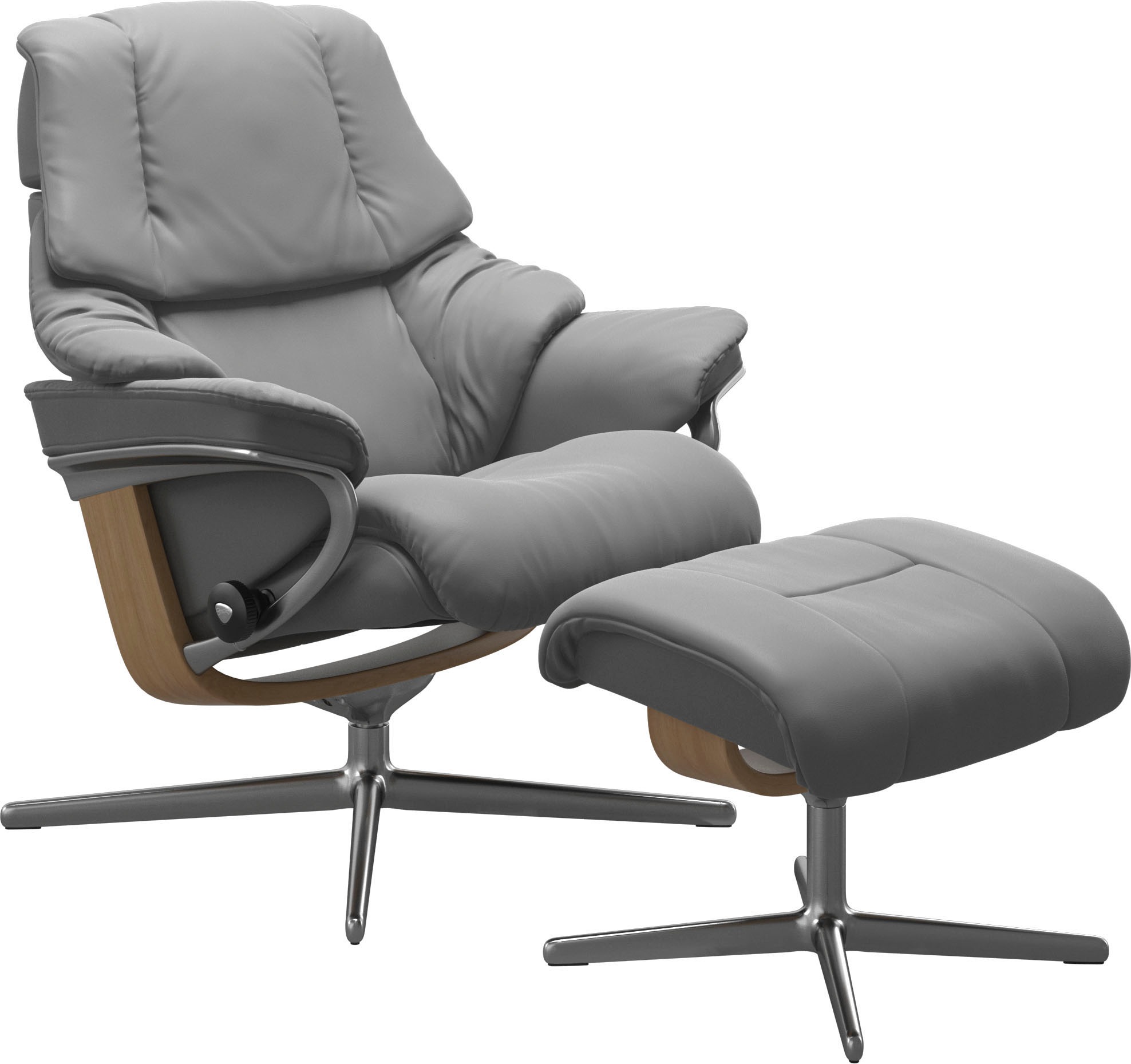 Stressless® Relaxsessel »Reno«, (Set, Relaxsessel mit Hocker), mit Hocker, mit Cross Base, Größe S, M & L, Holzakzent Eiche