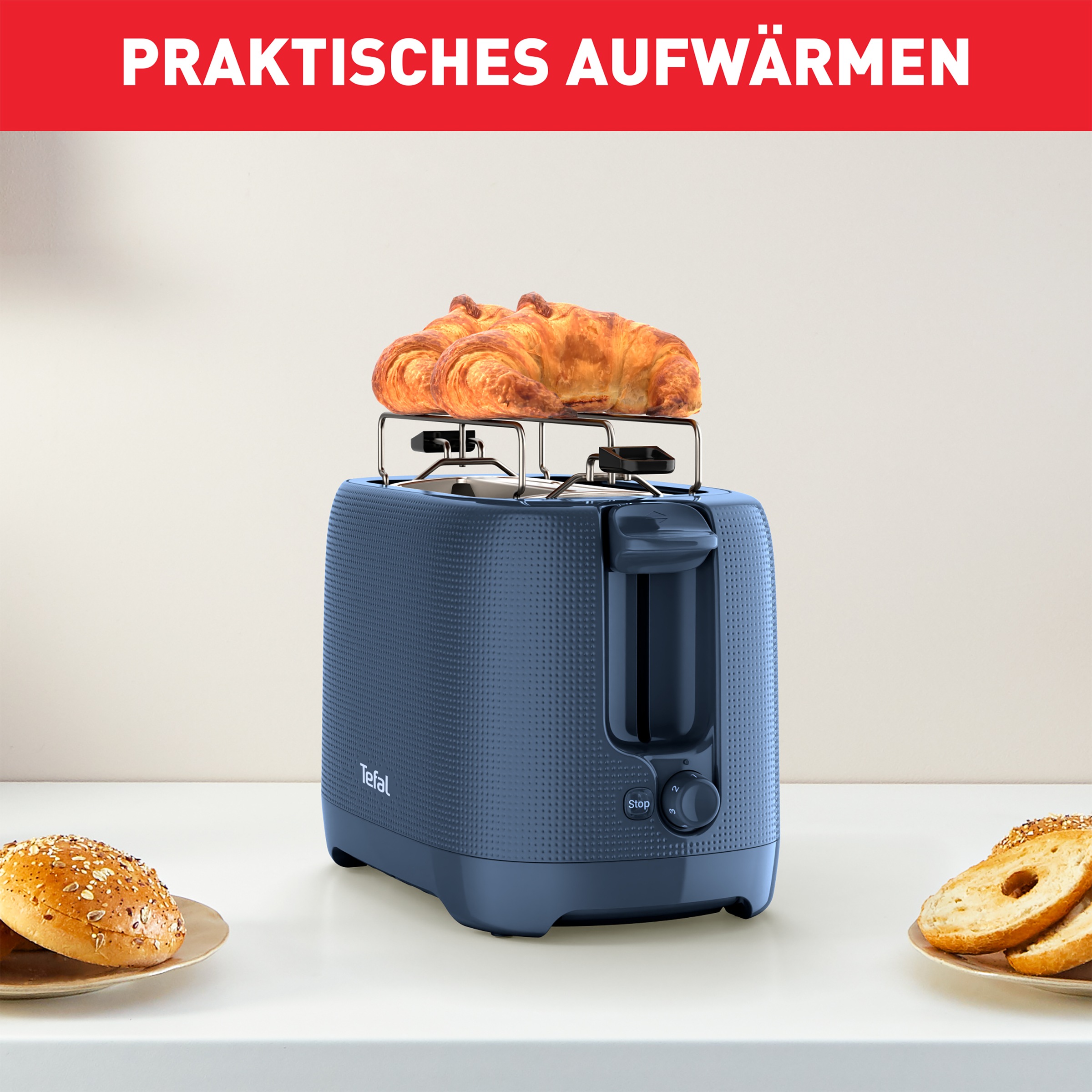 Tefal Toaster »TT2M14 Morning«, 2 kurze Schlitze, 850 W, mit Brötchenaufsatz, 7 Bräunungsstufen, elegantes Design