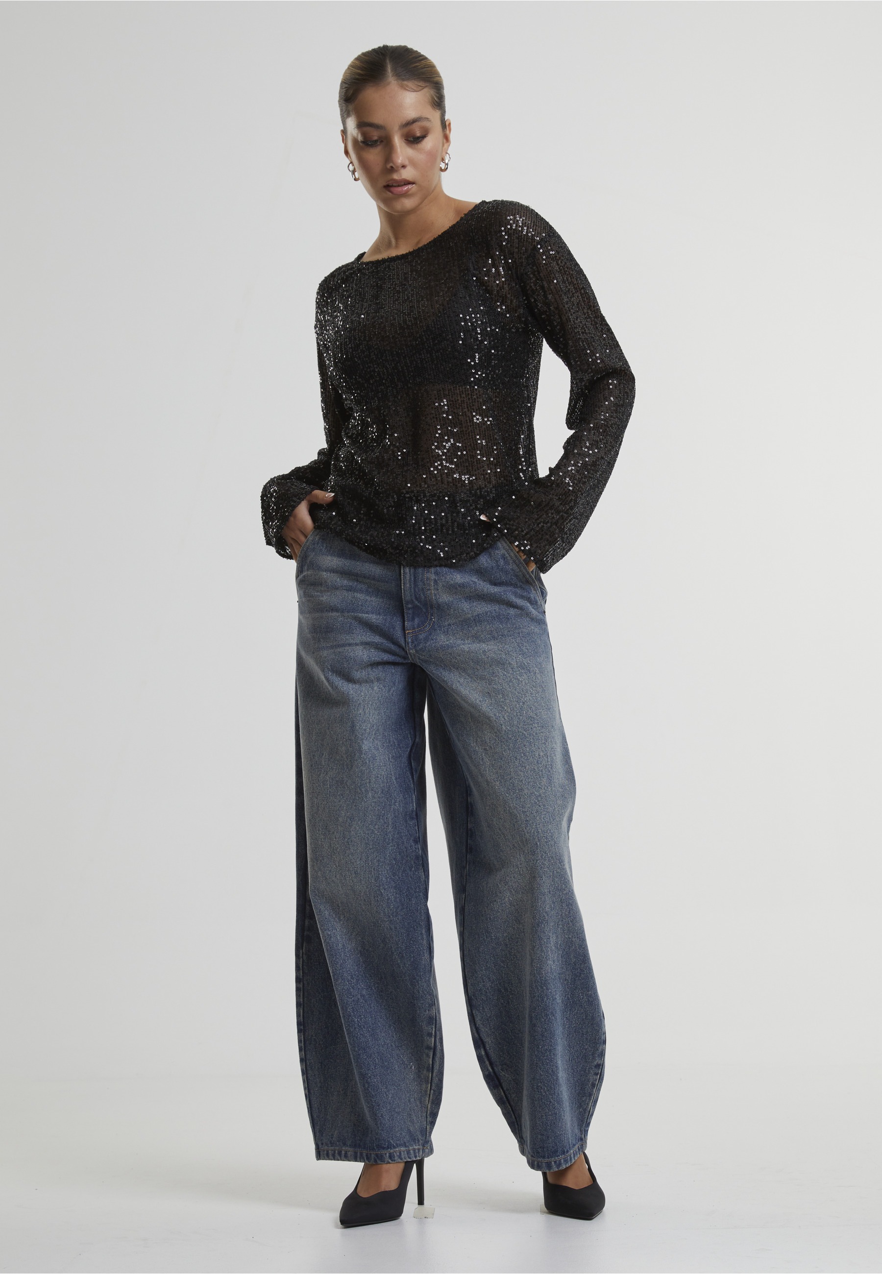 URBAN CLASSICS Longsleeve »Urban Classics Ladies Sequins Longsleeve« 1 Stk.