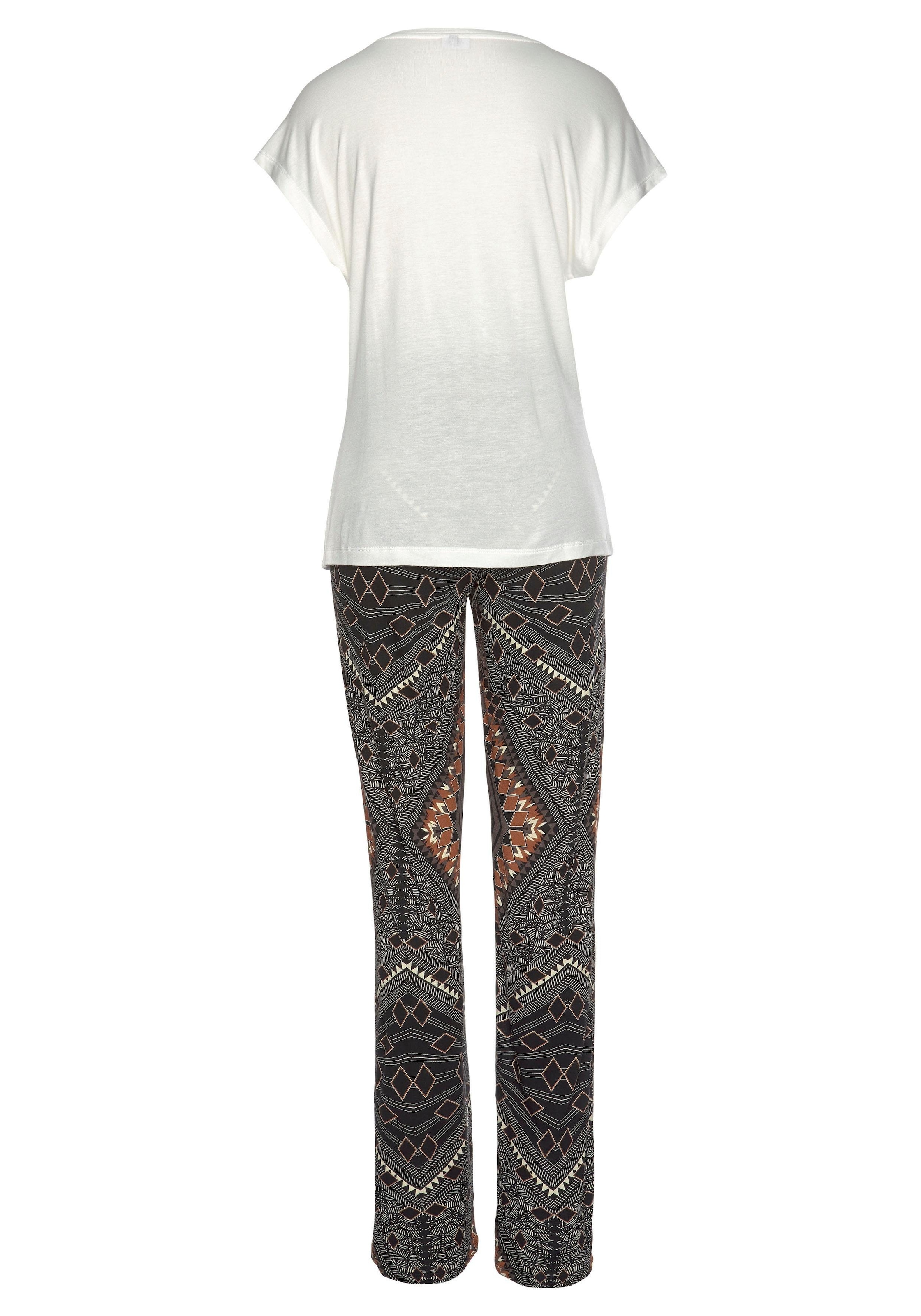 LASCANA Pyjama, (2 tlg., 1 Stück), im Ethno-Design online bestellen | BAUR