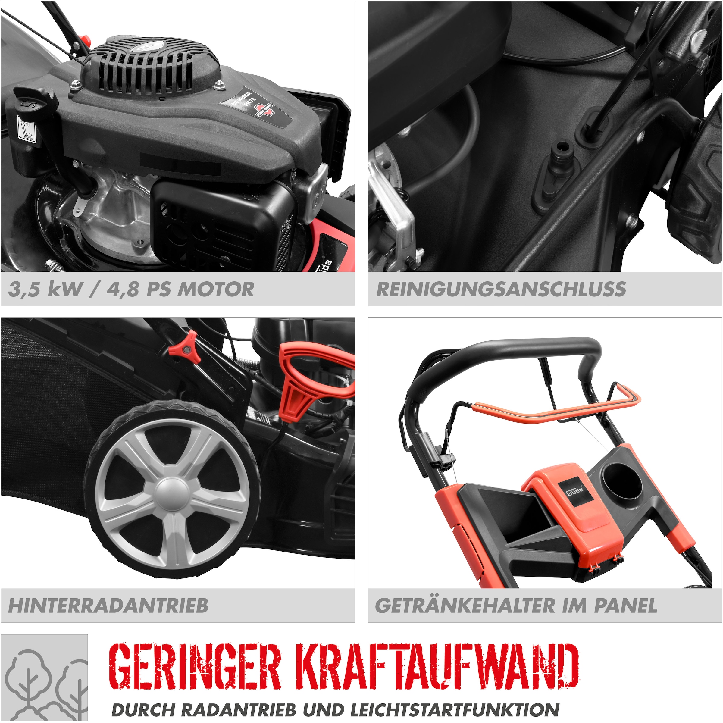 Güde Benzinrasenmäher »BIG WHEELER 534.2 R«, für große Rasenflächen bis 2.000m²