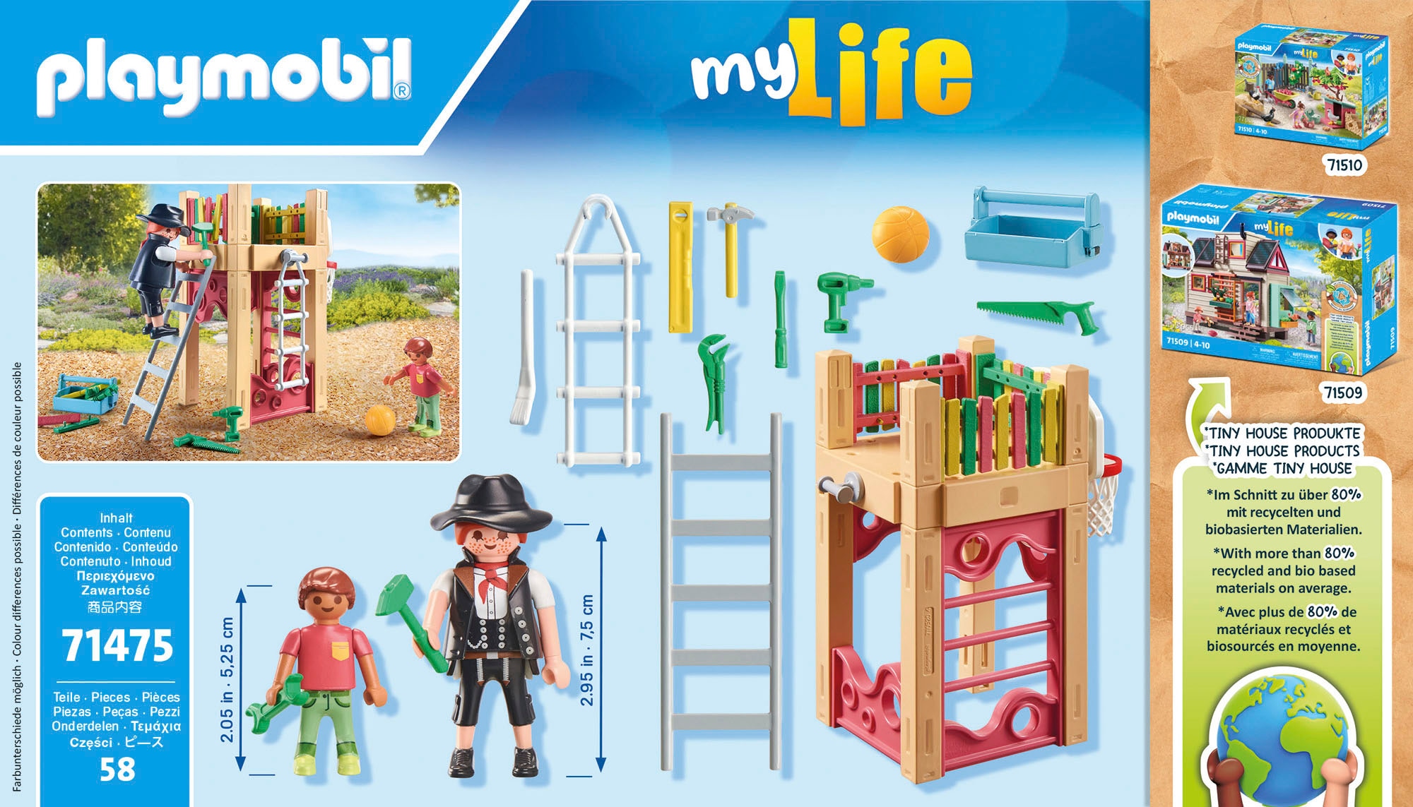 Playmobil® Konstruktions-Spielset »Zimmerin on tour (71475), My City Life«, (58 St.), Spielturm, teilweise aus recyceltem Material; Made in Europe