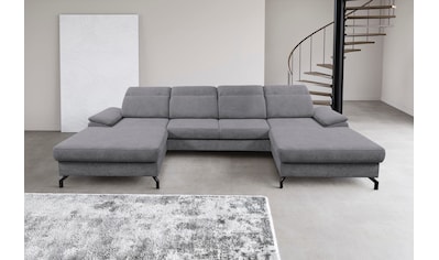 Wohnlandschaft »Slavio U-Form«, Modernes U-Sofa mit Schlaffunktion, Bettkasten,...