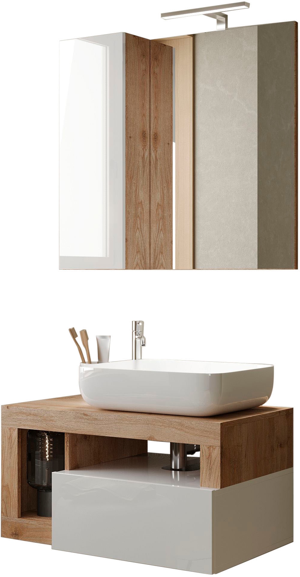 welltime Badmöbel-Set "Hamburg, Badezimmerset 2tlg. Breite 79 cm, Badmöbel, günstig online kaufen