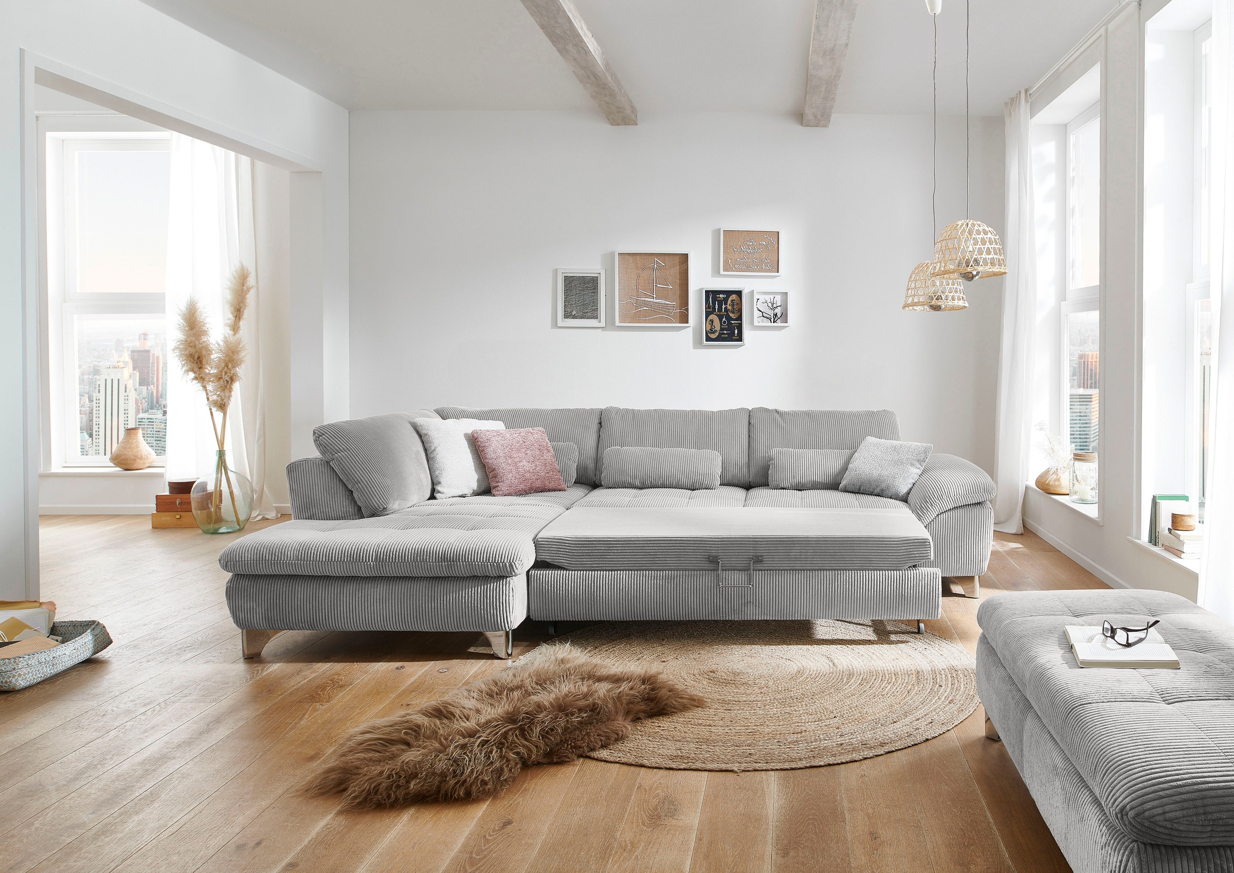 Die PlanBar Ecksofa "MP-IN14007 L-Form" wahlweise mit Bettfunktion und vers günstig online kaufen