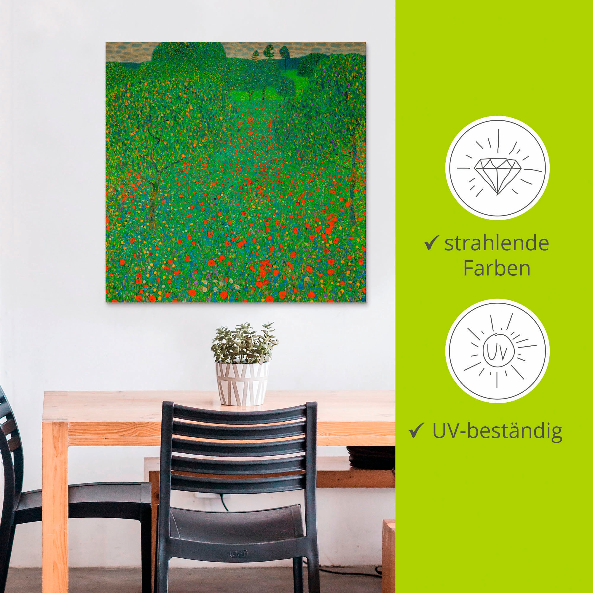 Artland Alu-Dibond-Druck »Feld mit Mohn« Blumen 1 Stk. tlg. für Innen- und Außenbereich geeignet, Outdoorbild