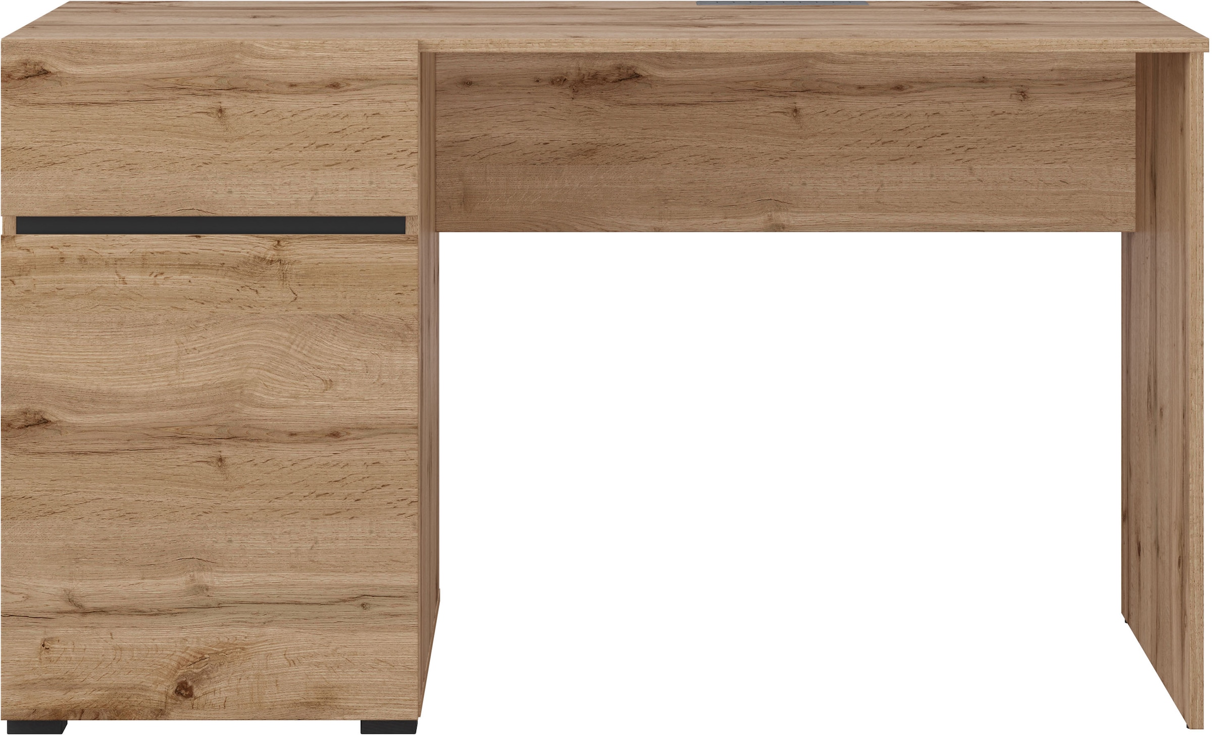 OTTO home Schreibtisch "Cross, Breite 130 cm, praktischer Computertisch" Bürotisch mit 1 Schublade und Tür, Tischplatte mit Kabeldurchführung