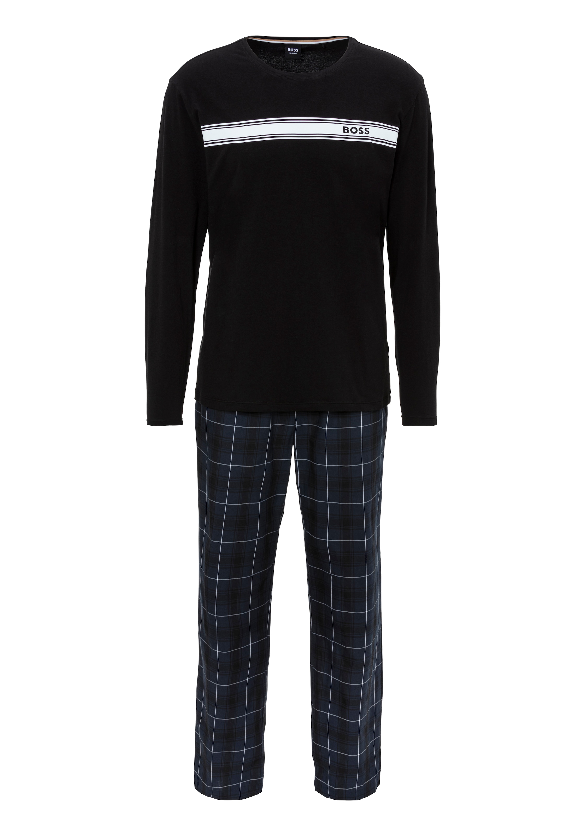 BOSS Pyjama "Urban Long Set 10", (Set, 2 tlg.), mit kontrastfarbenen Logo