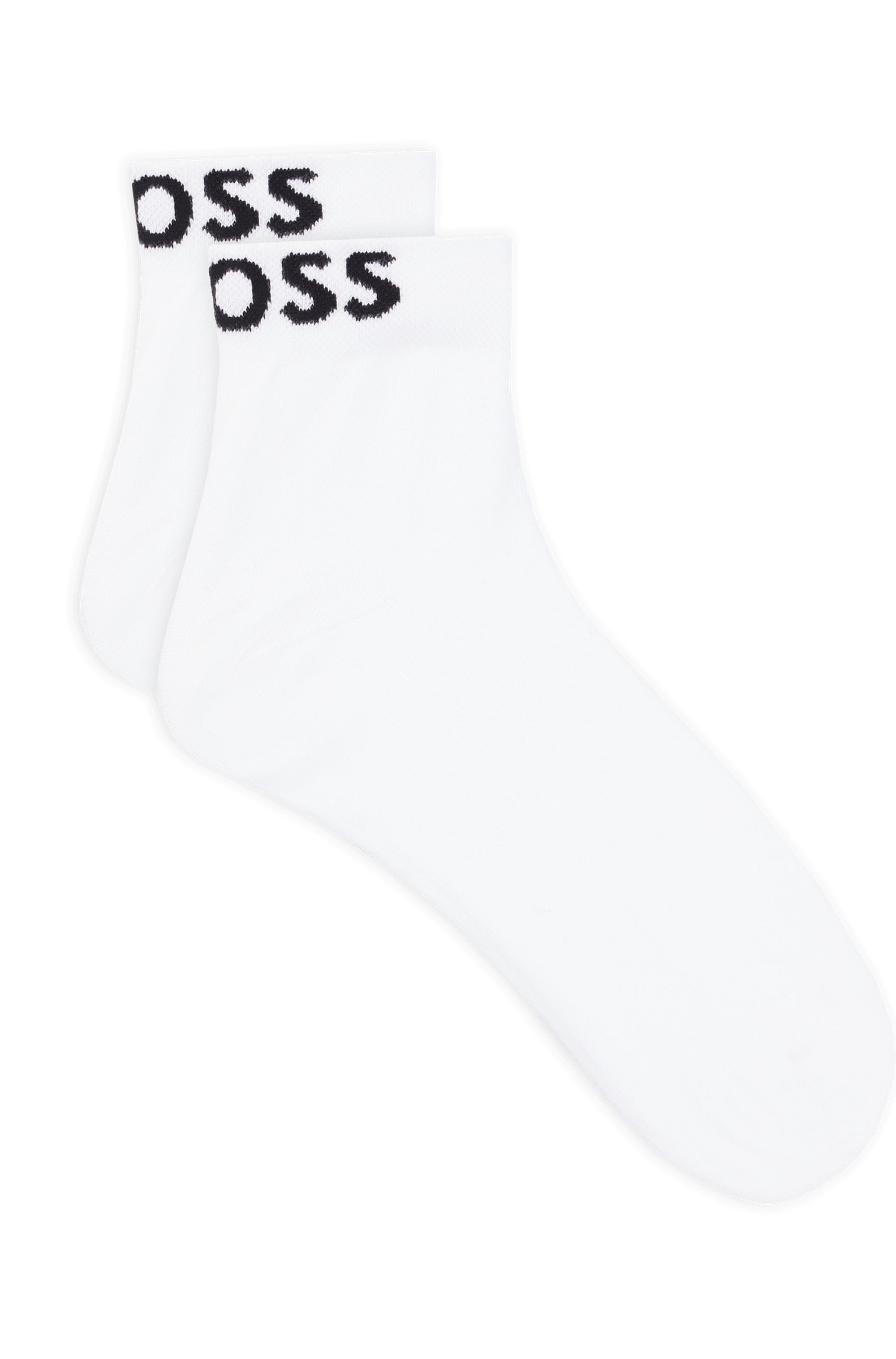 BOSS Freizeitsocken "2P SH Logo CC W", (Packung, 2 Paar, 2er), mit eingestricktem BOSS Logoschriftzug