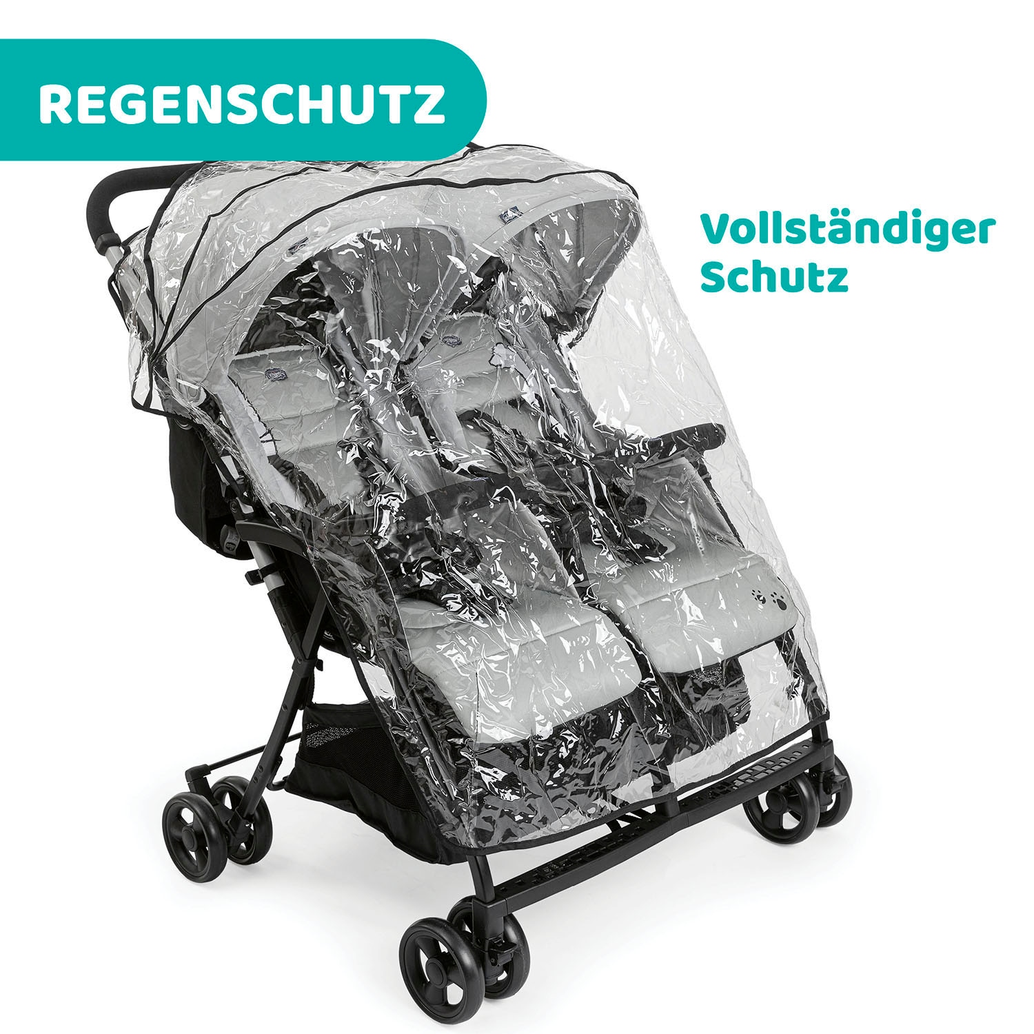 Chicco Zwillingsbuggy »OHlalà Twin, Silver Cat«, 15 kg, Zwillingskinderwagen