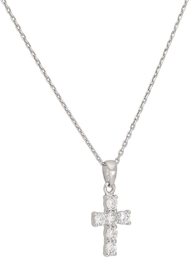 Firetti Kette mit Anhänger »Schmuck Geschenk Silber 925 Halsschmuck Halskette Ankerkette Kreuz«, mit Zirkonia (synth.)
