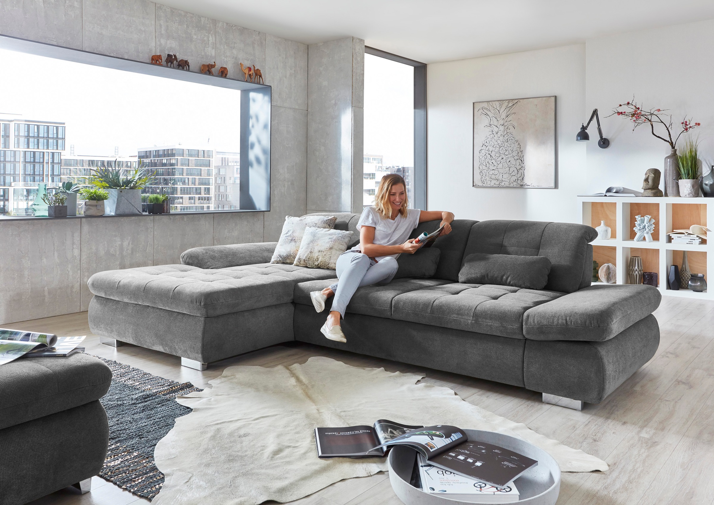 Die PlanBar Ecksofa »MP-IN17004 L-Form«, wahlweise mit Funktion, Federkern