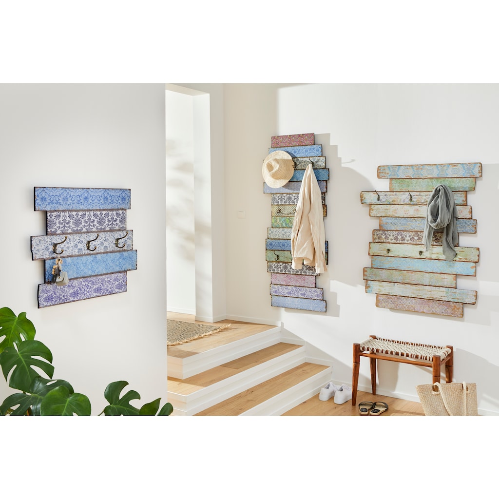 Home affaire Garderobenleiste »Emma«, Garderobe mit Kleiderhaken, Pastell-Farben, Shabby Look