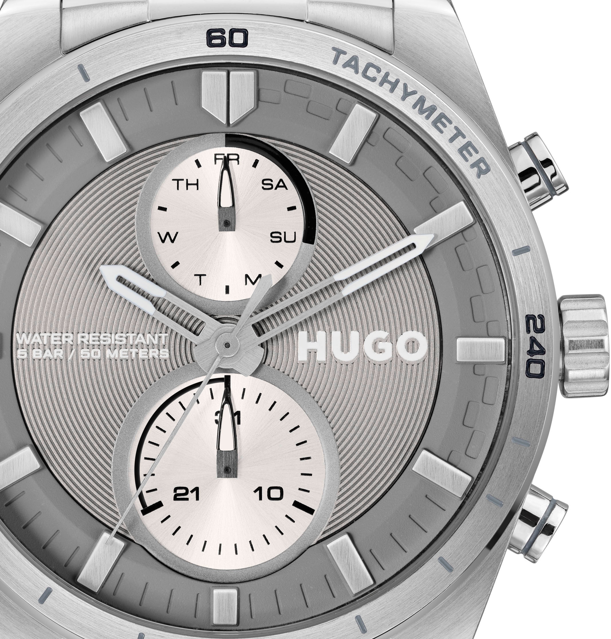 HUGO Multifunktionsuhr »#FAST«, Armbanduhr, Quarzuhr, Herrenuhr, Datum, Edelstahlarmband