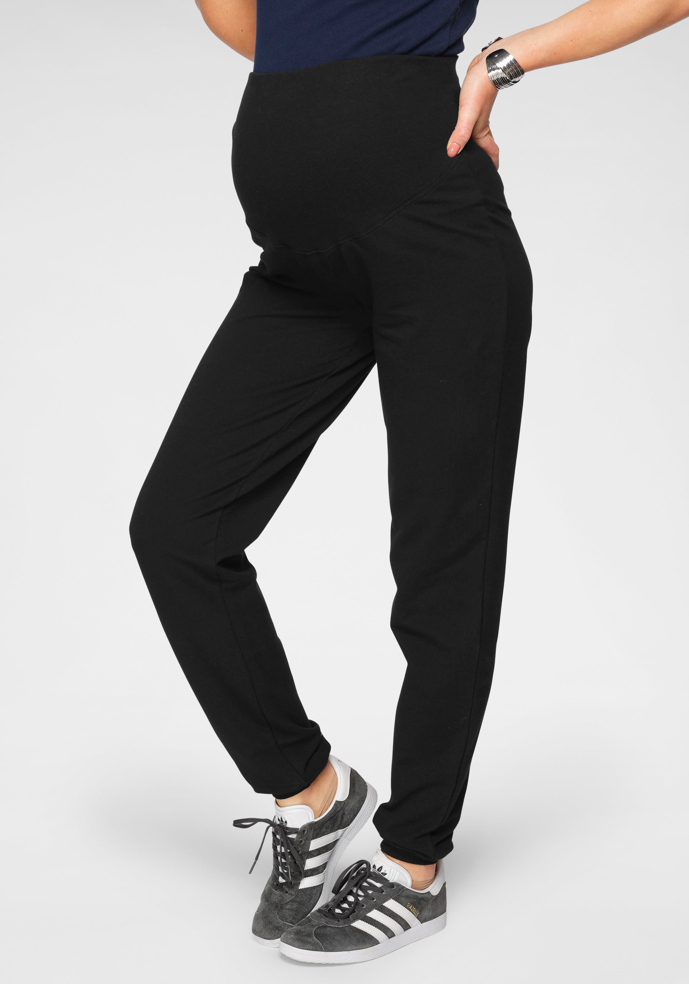 Neun Monate Umstandshose "Sweatshose mit Bund" mit breitem Rippenbündchen, ideal für den Schwangerschaftsbauch