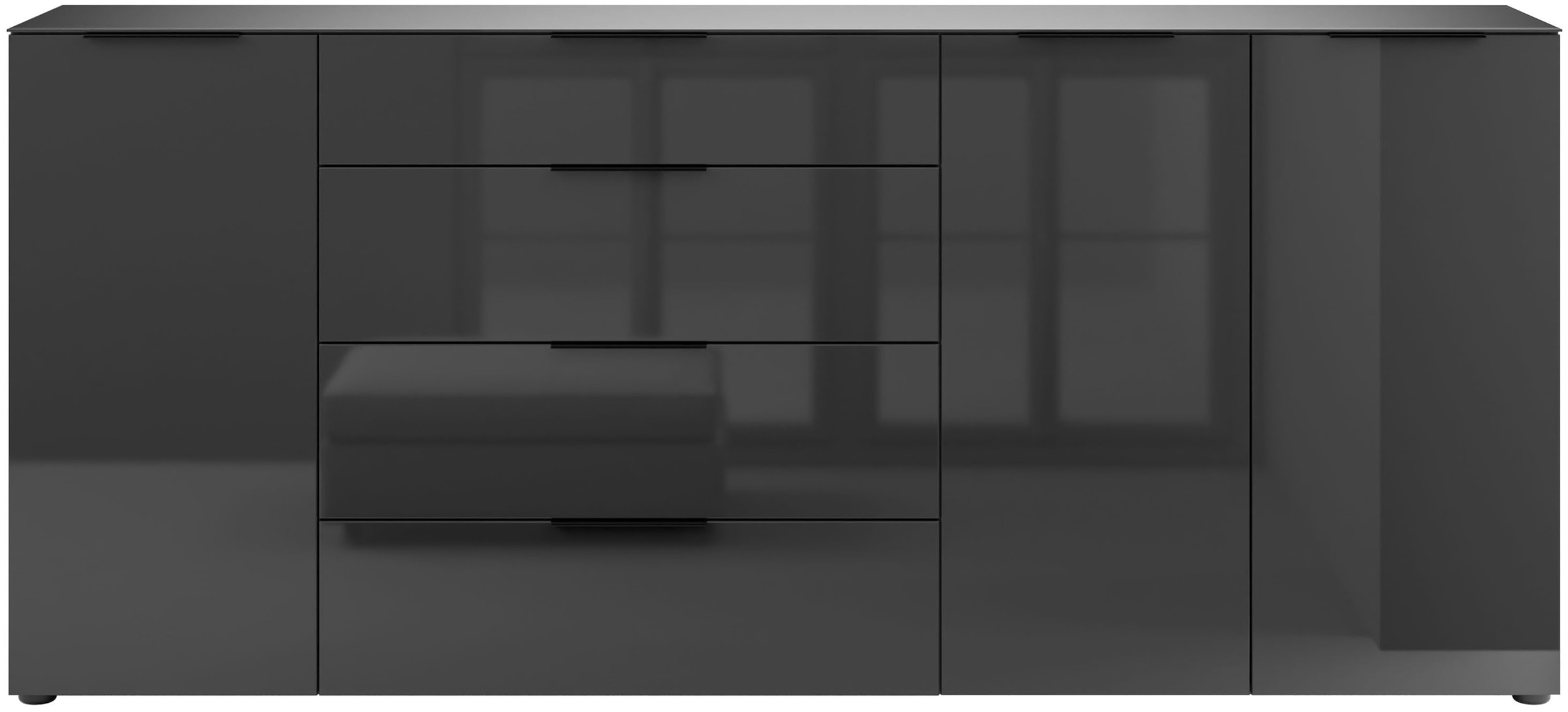 Manjana Möbel Sideboard "Style" mit Glasfronten, mit Metallgriffen, melamin günstig online kaufen