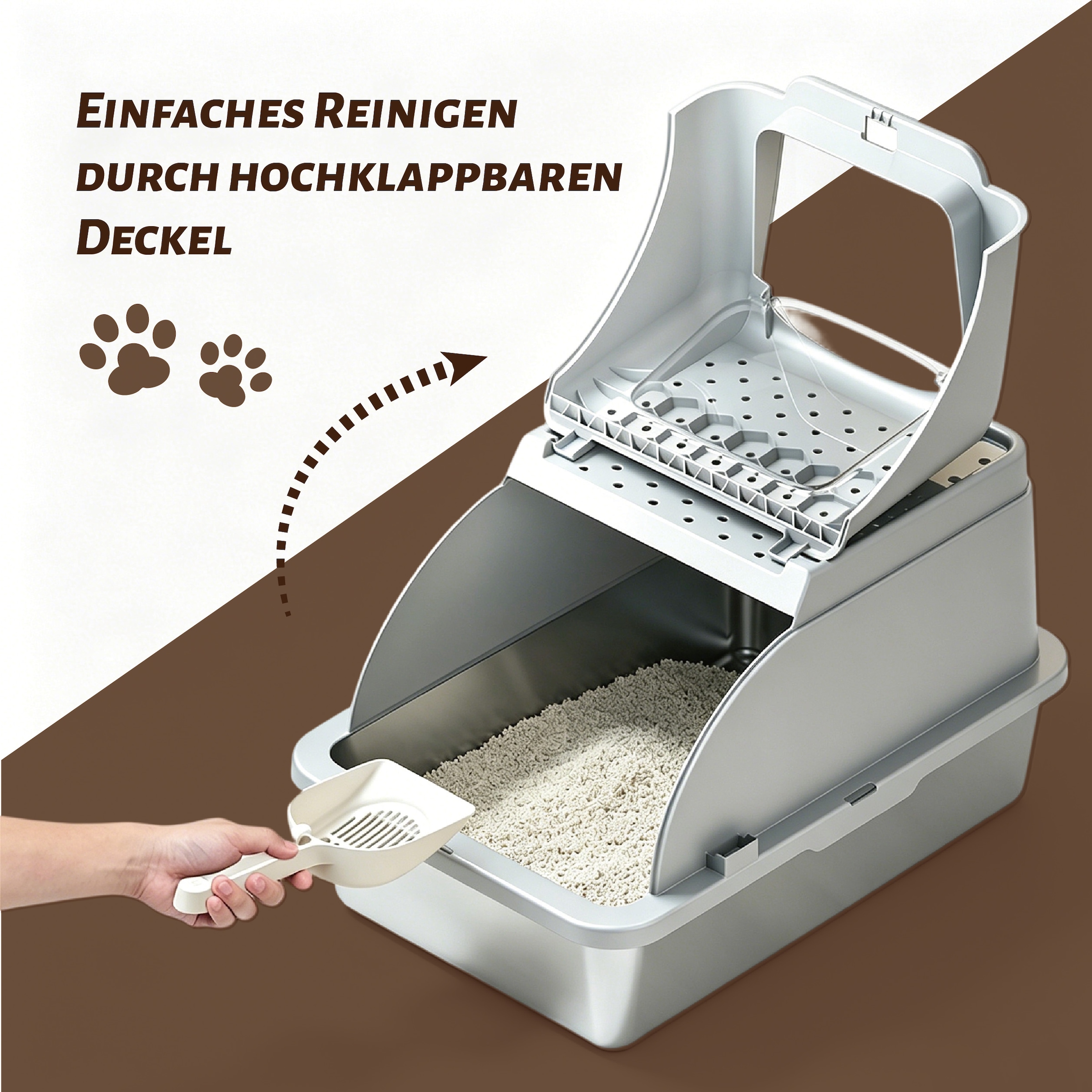 OTTO home Katzentoilette »Tidy« hochwertige Edelstahlschale – leicht zu reinigen, mit Klappdeckel