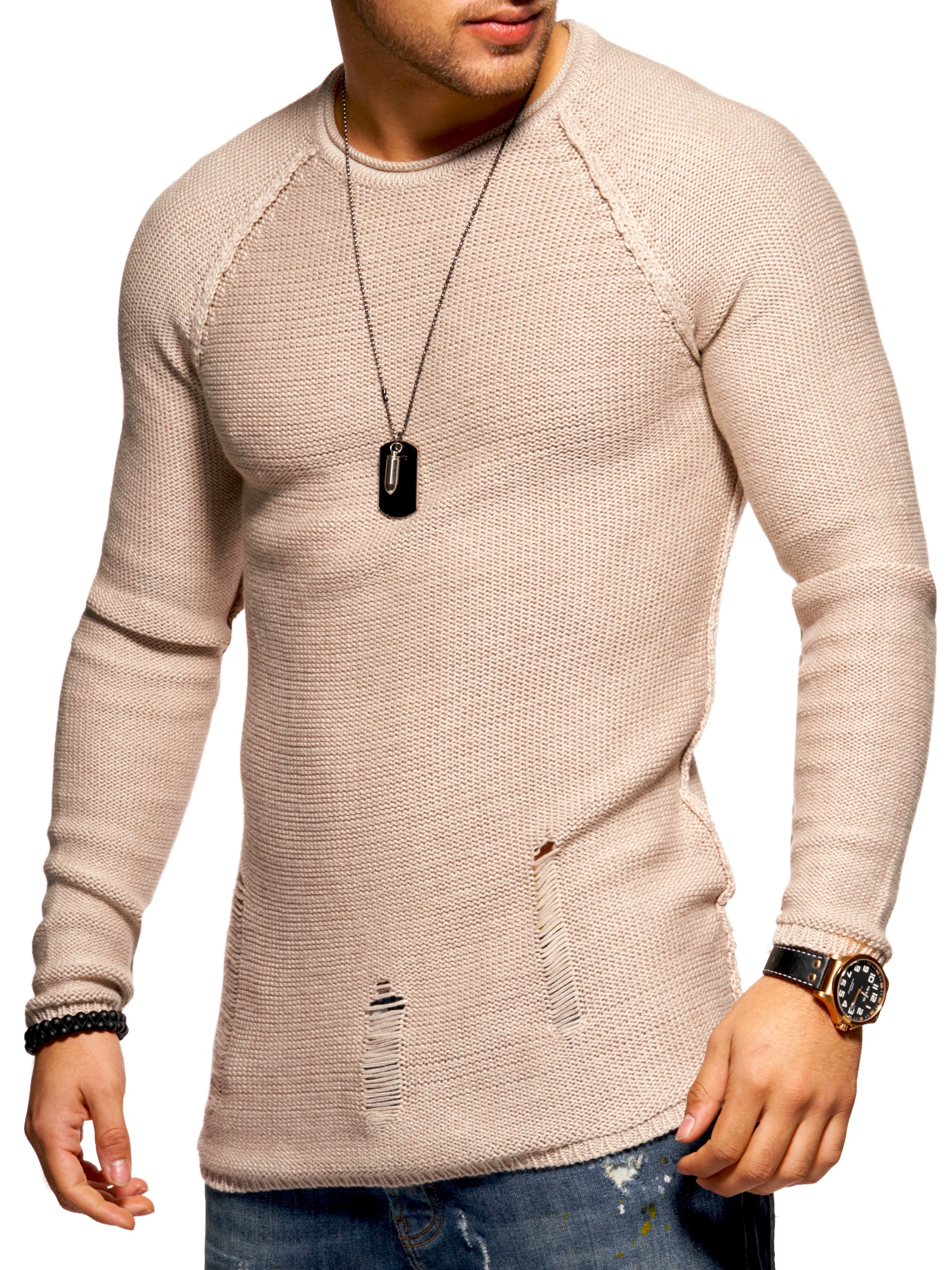 2Y Premium Strickpullover »JOSCHUA«, mit Destroyed-Elementen