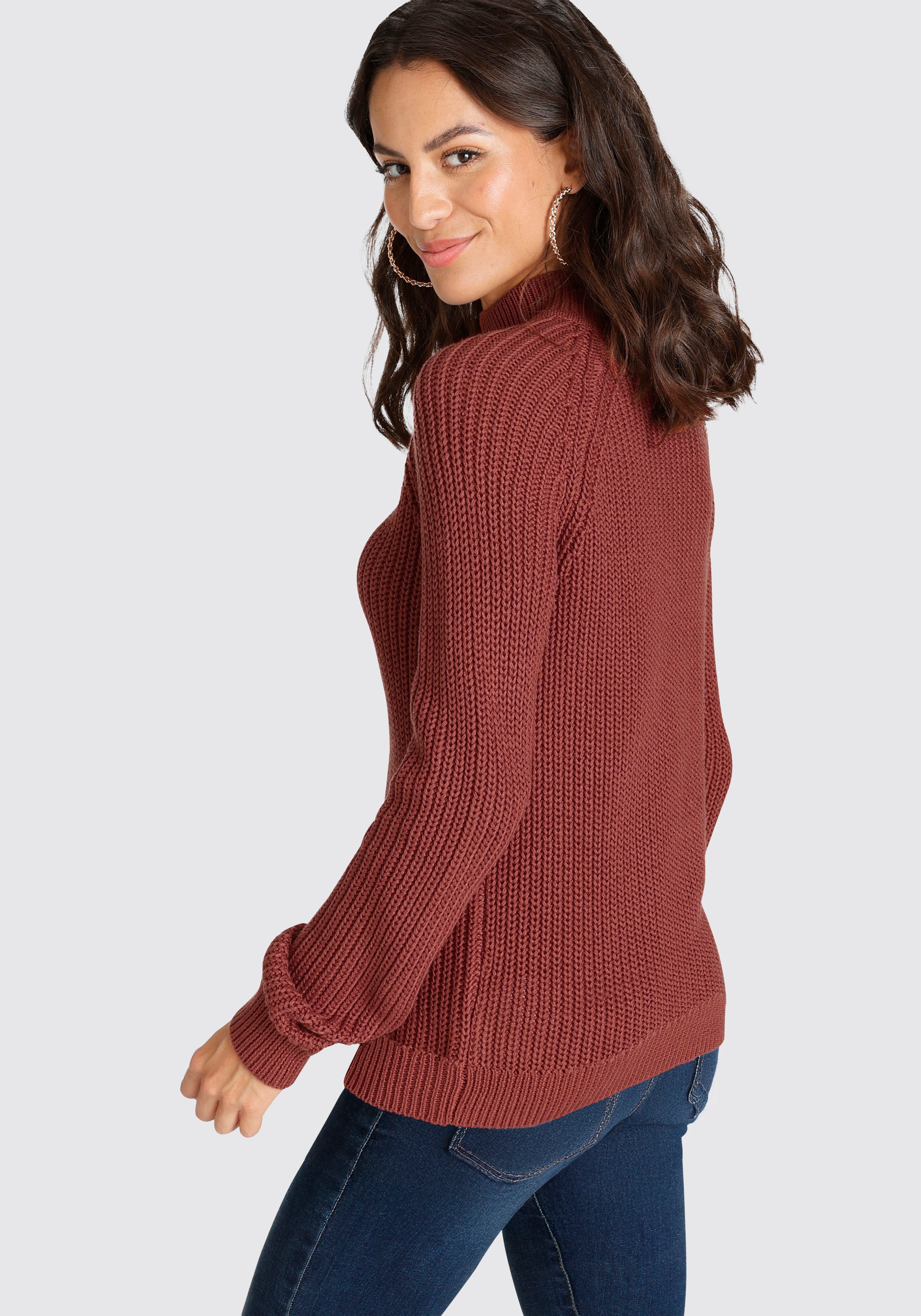 Thumbnail - Laura Scott Strickpullover aus Grobstrick mit Stehkragen