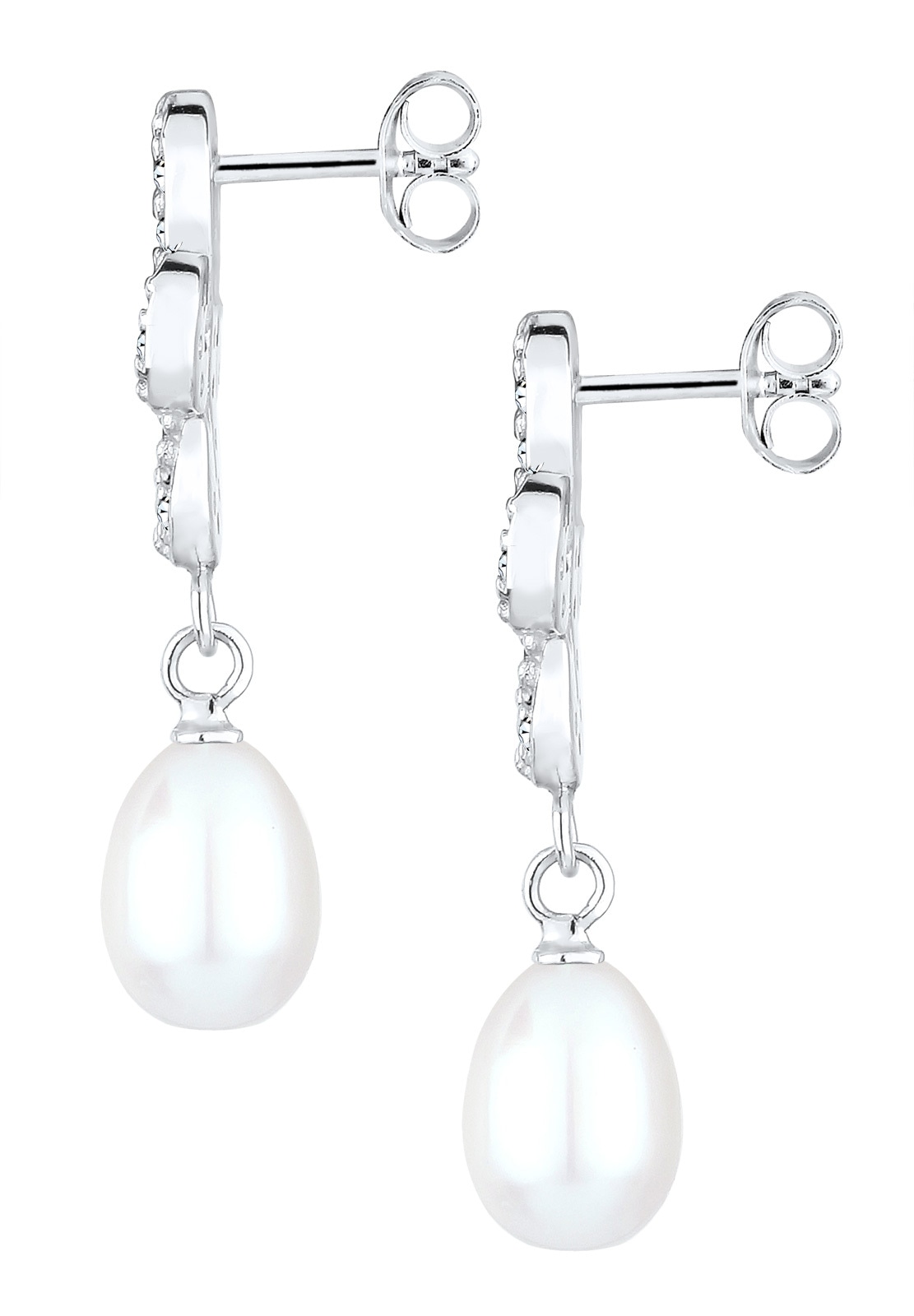 Elli Premium Paar Ohrhänger »Infinity Glas Kristalle Weiß 925 Sterling Silber«