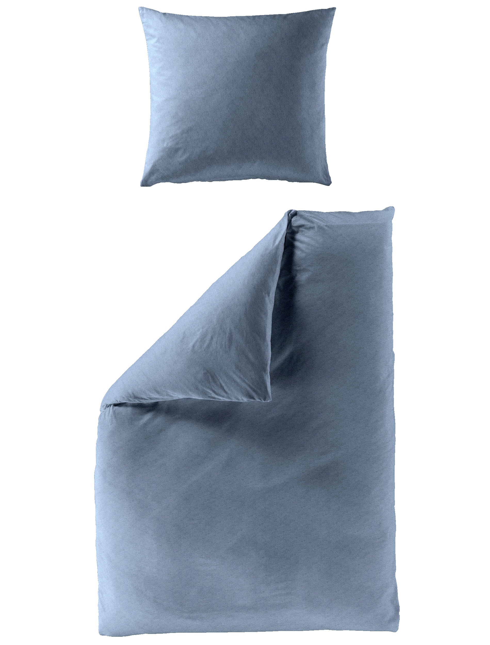 BIERBAUM Bettwäsche "Senci in 135x200 oder 155x220 cm" 2 Stk. Uni Optik mit feinem Fischgrätmuster, pflegeleicht, 100% Baumwolle