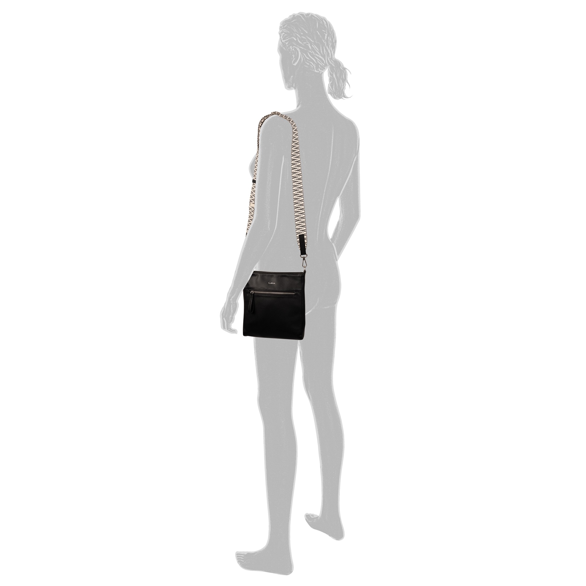 Gabor Umhängetasche "Silena" Damen Schultertasche mit hochwertig, gewebtem Gurtband