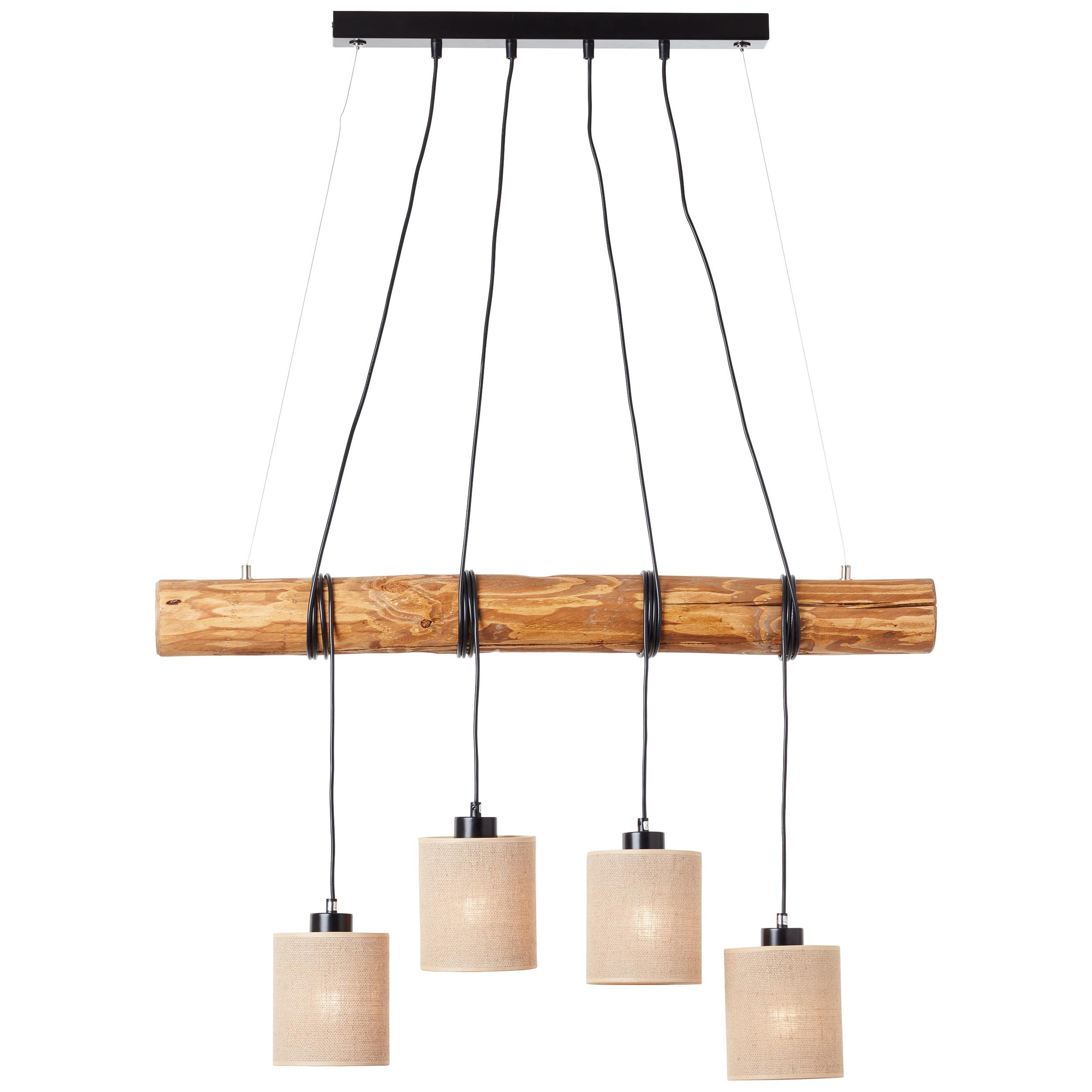 Brilliant Pendelleuchte »Vander«, 4 flammig-flammig, 120 cm Höhe, 90 cm  Breite, 4 x E27, verstellbar, Holz/Textil, schwarz | BAUR