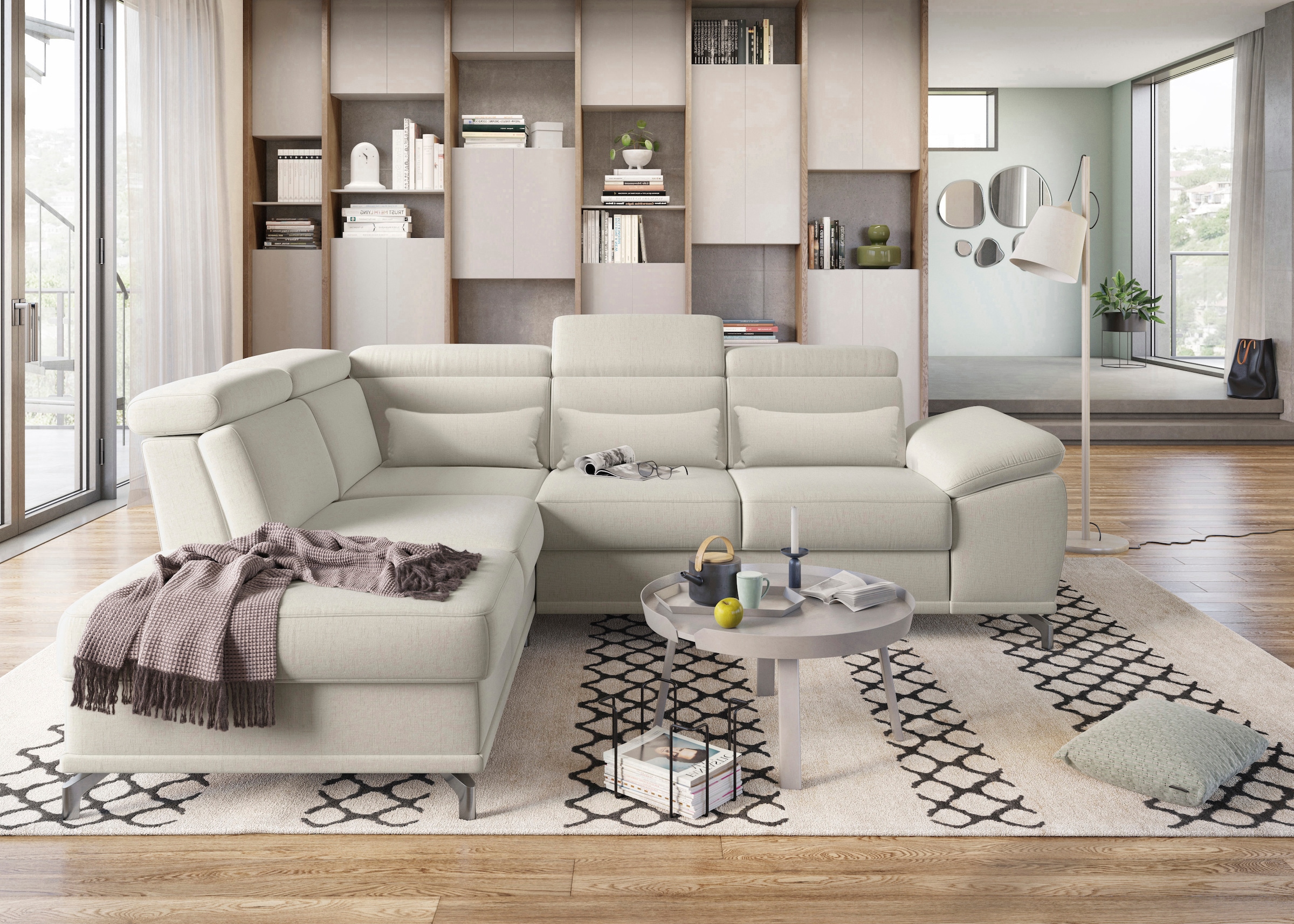 sit&more Ecksofa "Cabrio L-Form, B: 274 cm, mit Sitztiefen-, Arm- & Kopftei günstig online kaufen