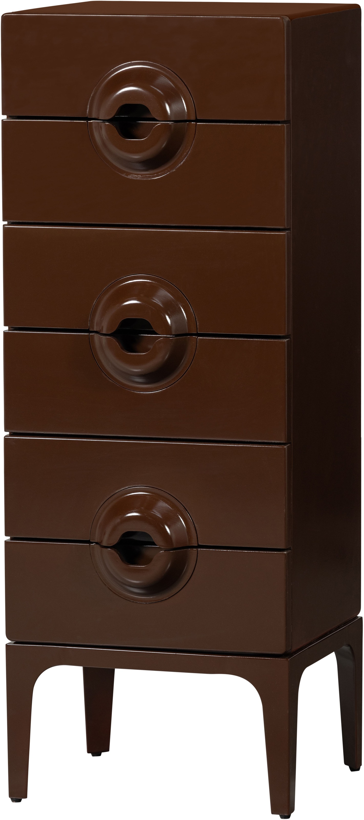 Nachtkonsole WOOOD, B:44cm H:120cm T:45cmrot, FSC-zertifiziertes teilmassives Holz, Sideboards, "WOOOD Merge Kommode 6 Schubladen"