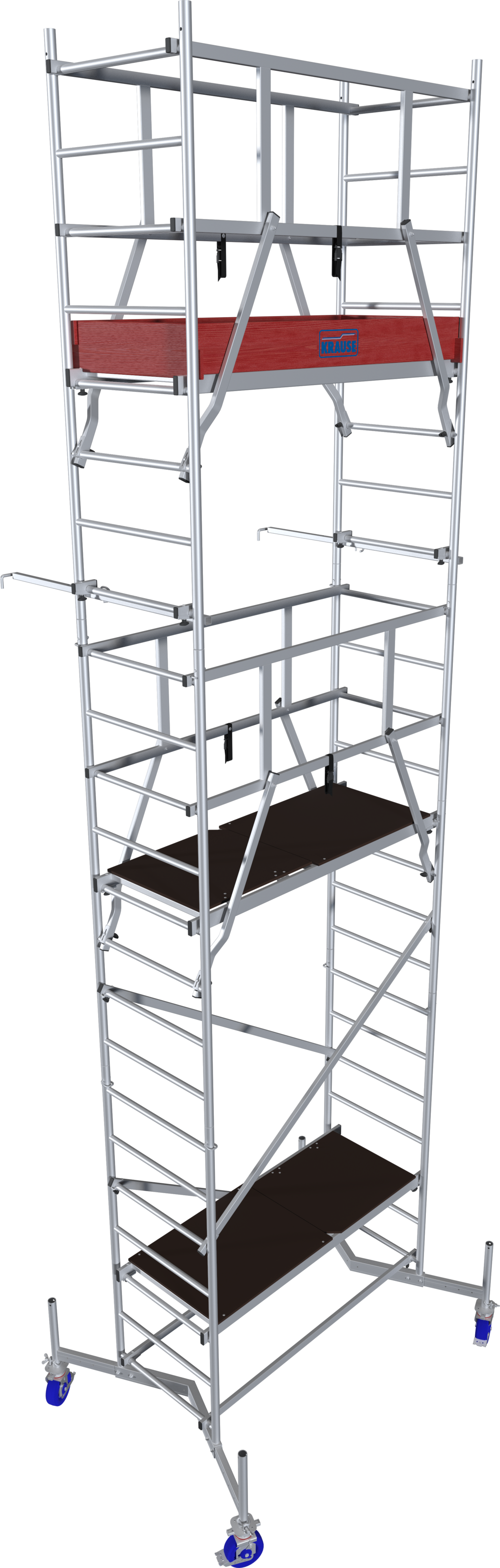 KRAUSE Arbeitsgerüst "ClimTec System" Set, Komplettgerüst, inkl. 1 Aufstockung, 2 Aufstockung und Fahrrollensatz