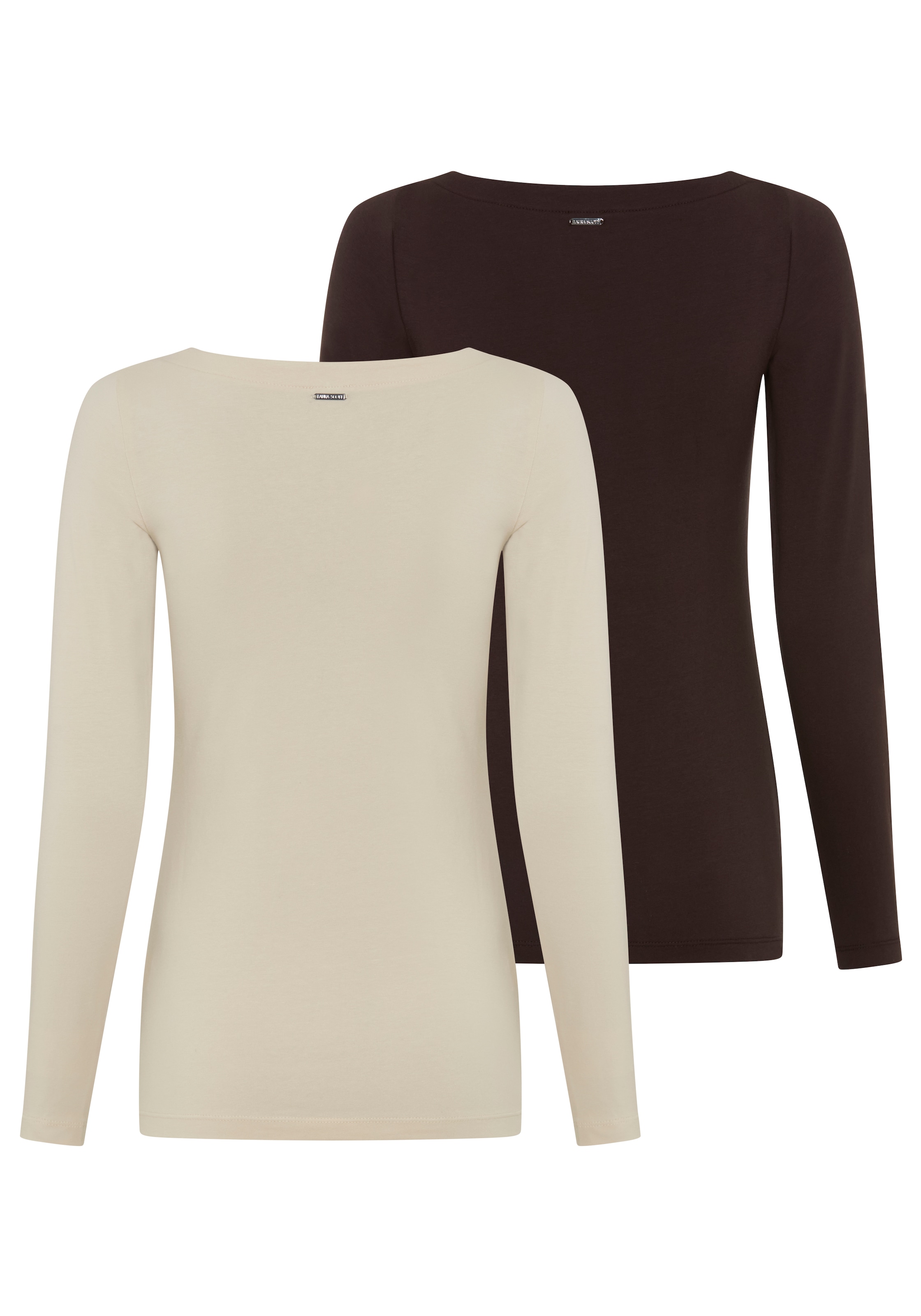 Laura Scott Longsleeve Packung, 2er-Pack,  figurbetonte Passform, hüftbedeckende Länge, U-Boot-Ausschnitt