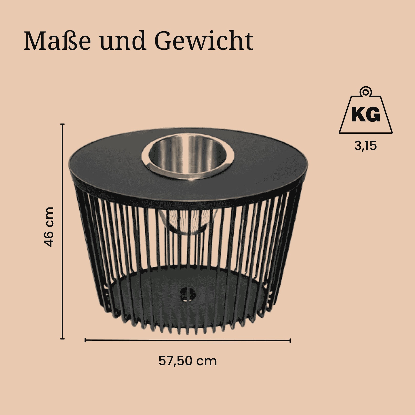 COOTAB Cooler Table Beistelltisch »3-in-1 Loungetisch mit Edelstahl-Kühler Stockholm 46 cm schwarz« 1 Stk. tlg. Wetterfest, Pflegeleicht, Hitzebeständig, Stapelbar