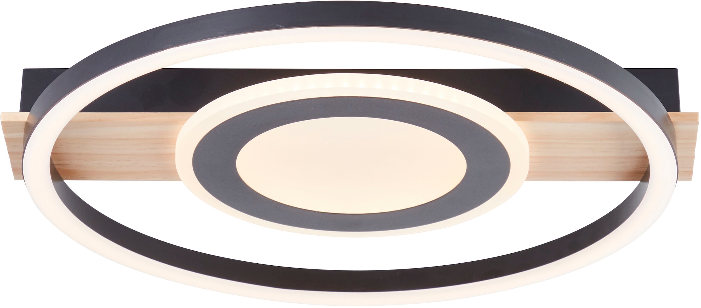 my home LED Deckenleuchte »Lysann Deckenlampe«, Leuchtmittel LED-Board | LED fest integriert, 39 x 37 cm, 22 W, 2900 lm, 3000 K, Holz/Metall, braun/schwarz