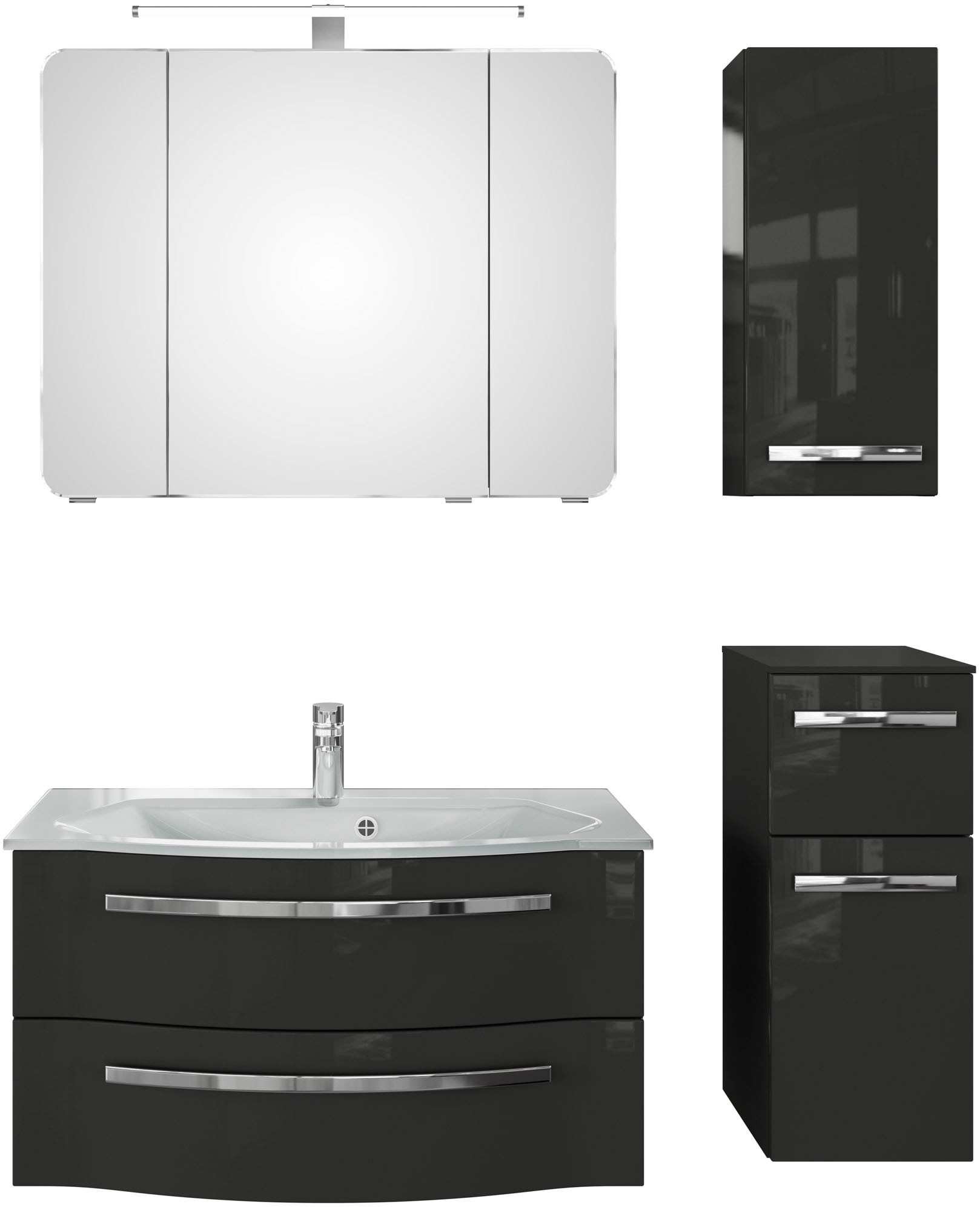 Saphir Badmöbel-Set "Serie 4005, vormontiert, Glaswaschbecken, Spiegelschra günstig online kaufen
