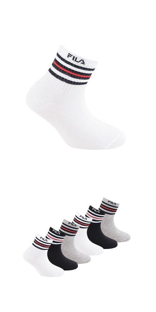 Fila Kurzsocken 6 Paar,  Cotton-Mix, mit Rippenbündchen