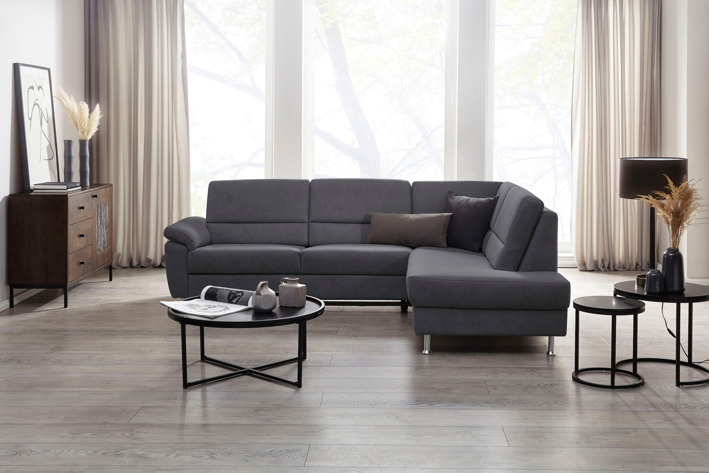 CALIZZA INTERIORS Ecksofa »Onyx L-Form«, Ottomane links oder rechts, wahlweise mit Bettfunktion, Breite 257 cm